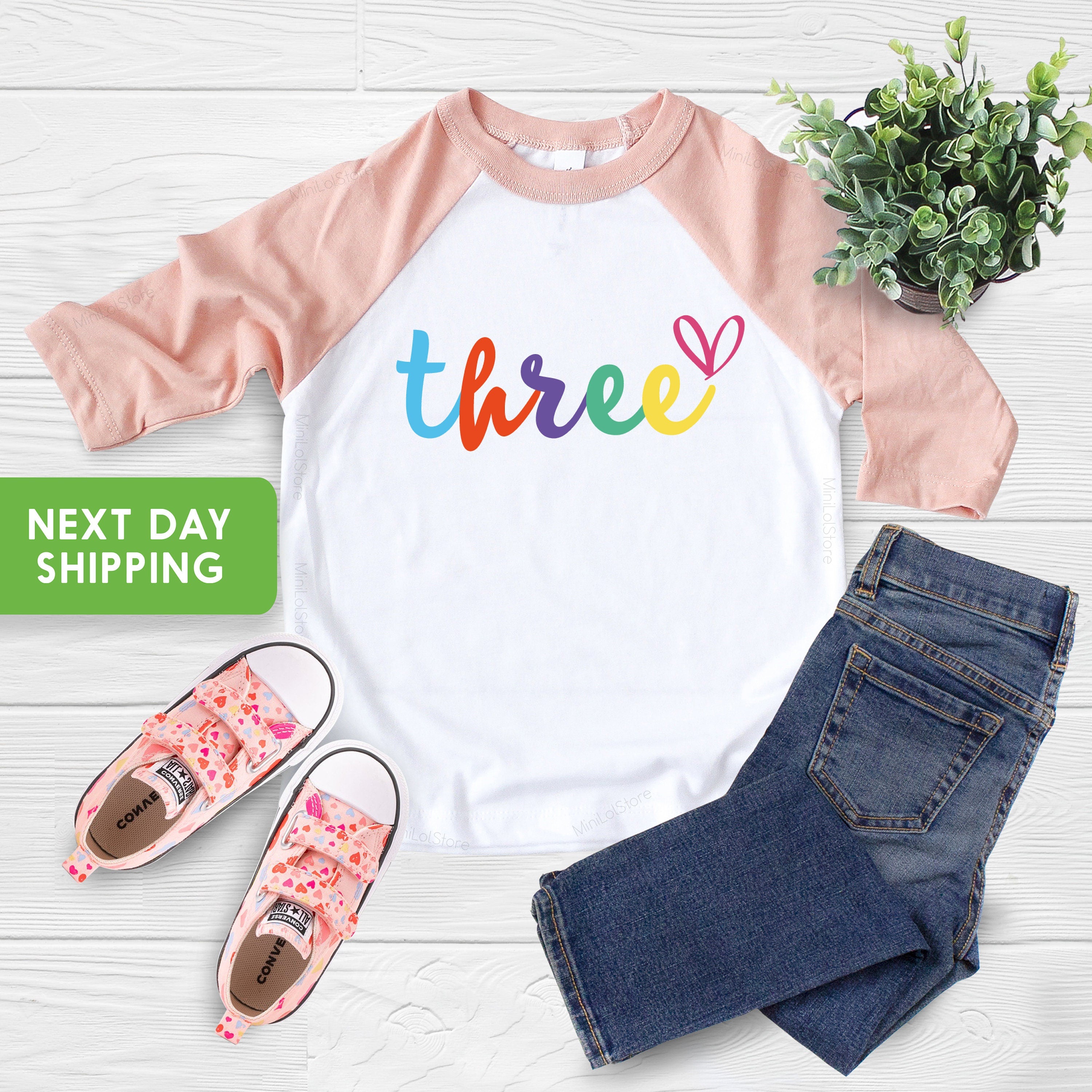 Three Shirt, 3rd Birthday Shirt, Three Years Old Birthday, 3rd Birthday Outfit, Heart Shirt, Baby Girl Shirt, Third Birthday Shirt
