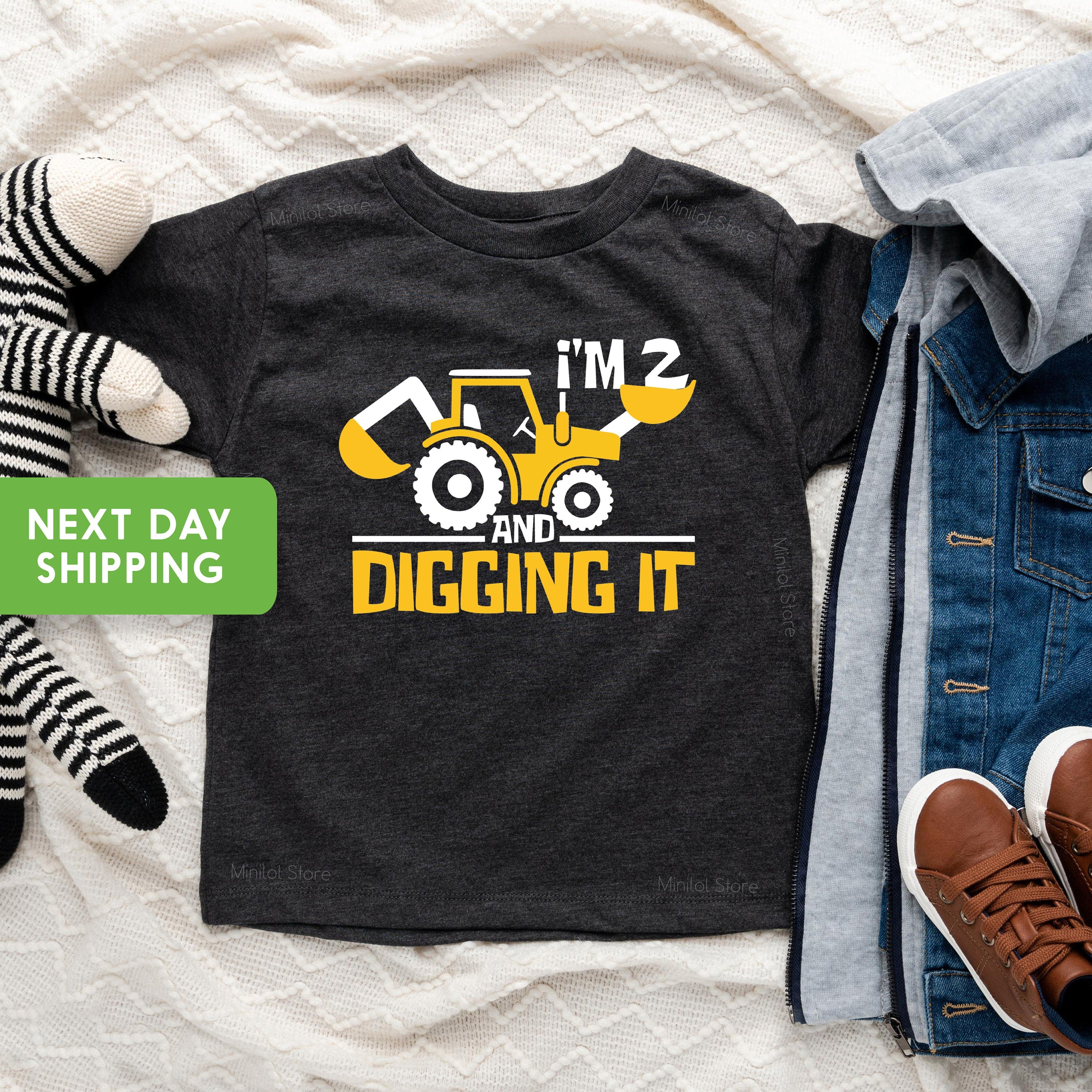 I'm 2 And Digging It, Construction Birthday Shirt, 2 Year Old Birthday Shirt, 2nd Birthday Shirt, Two Year Old Construction Party