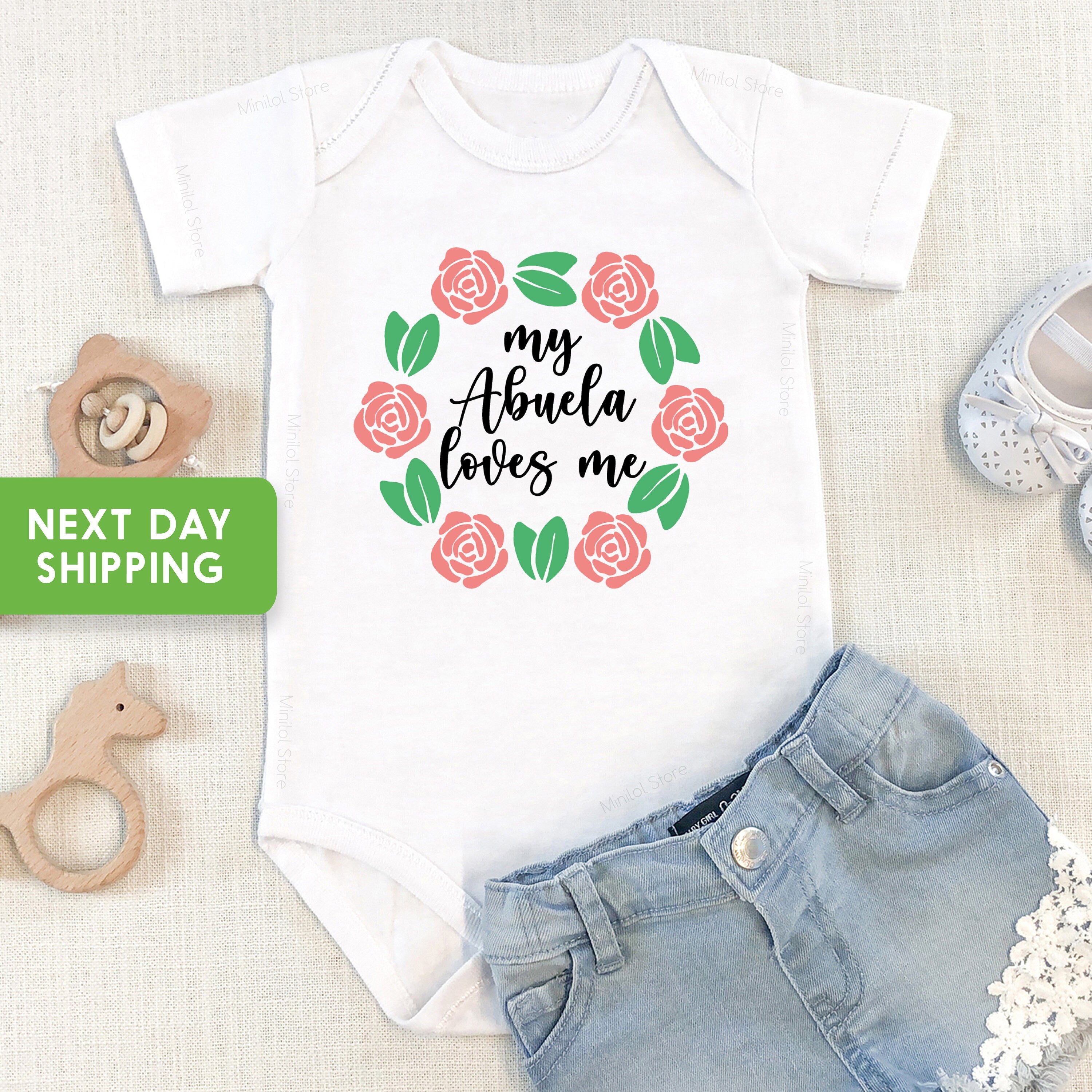 Abuela Onesie® My Abuela Loves Me Baby Onesie® New Abuela Baby Onesie® Cute Baby Onesie® Boho Baby Onesie®