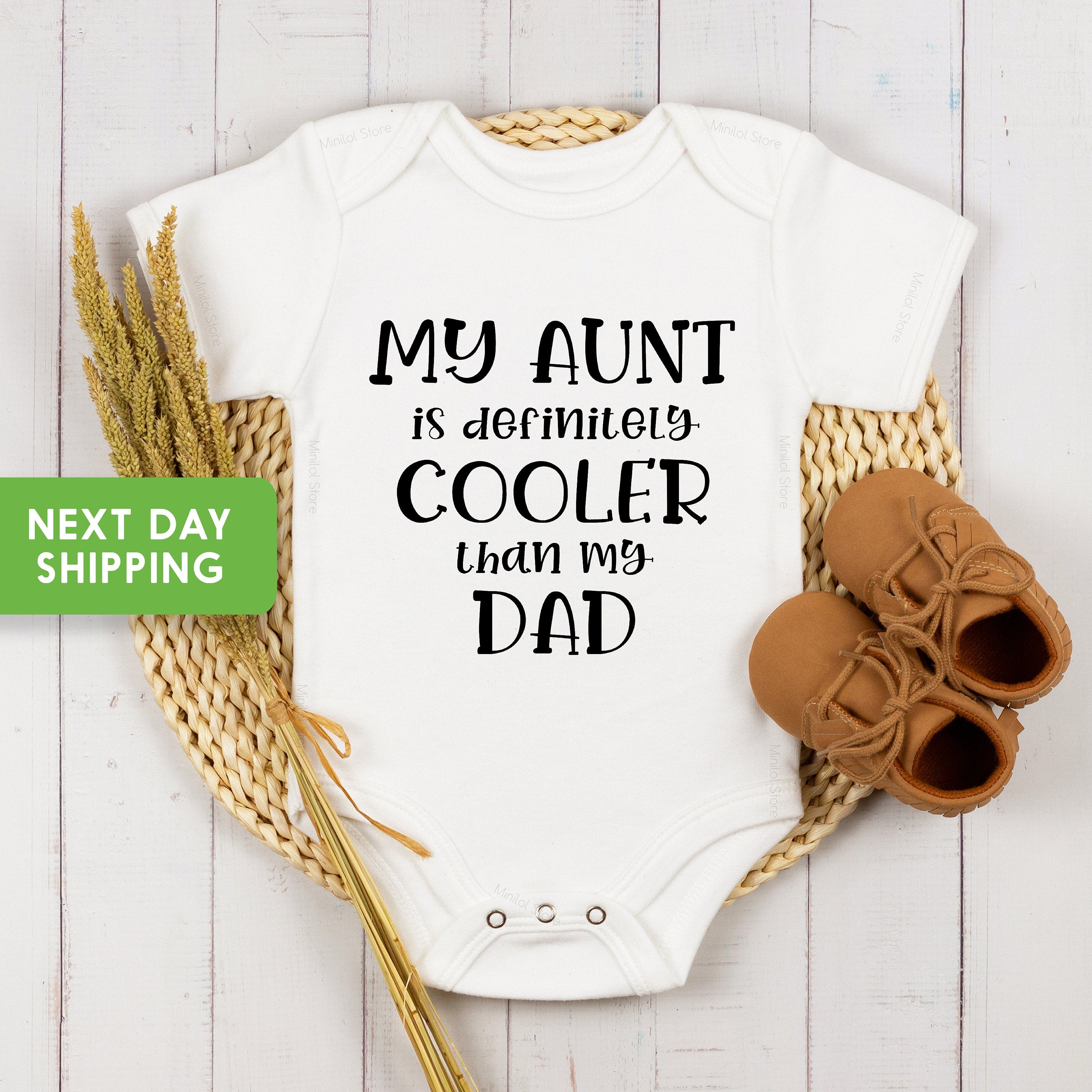 Funny Aunt Is Cooler Than Dad Baby Onesie®, Funny Aunt Baby Onesie®, Cute Funny Aunt Onesie®, Mother's Day Gift, Funny Onesie®