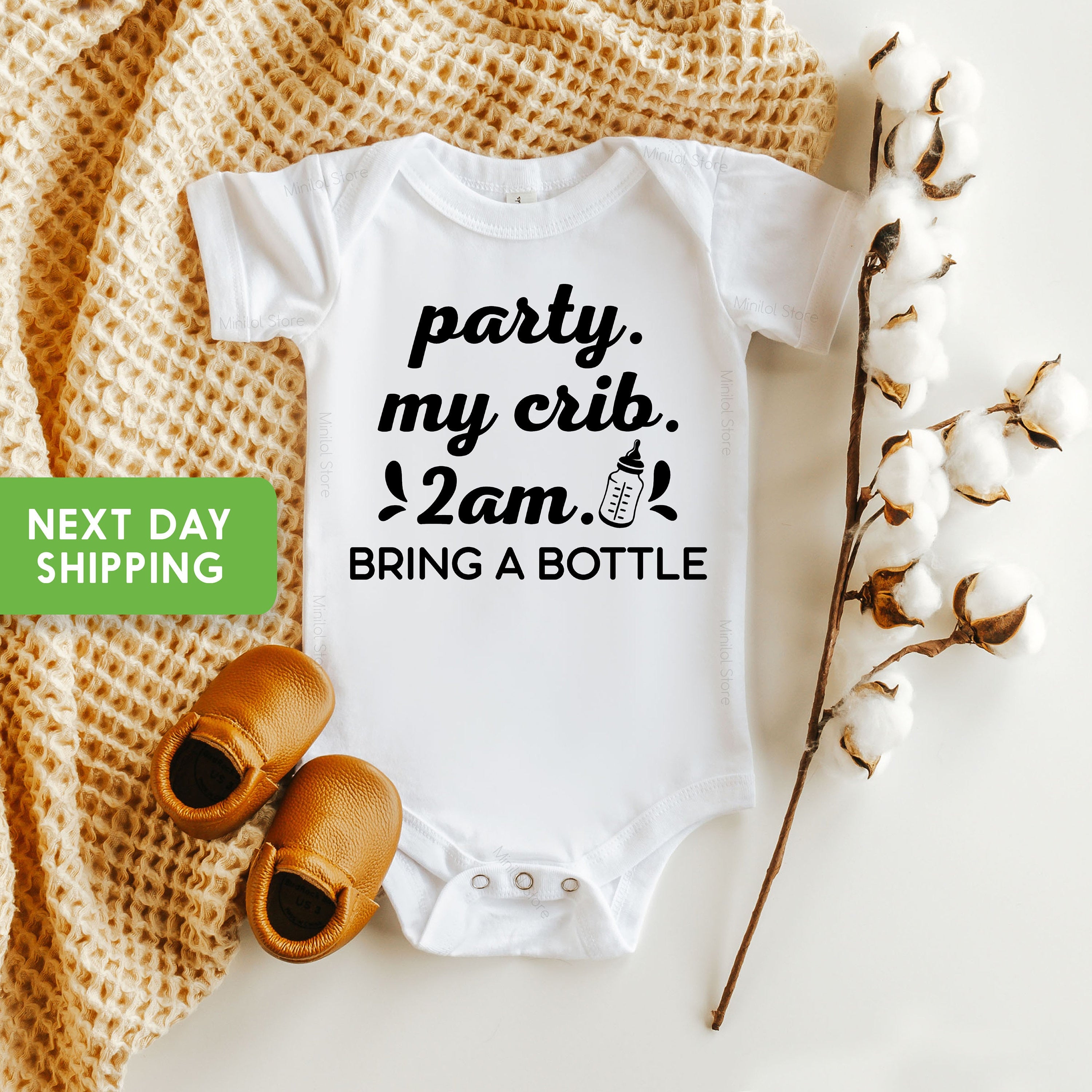 Party At My Crib OnesieĀ® Funny Baby Bodysuit, Cute Baby OnesieĀ® Baby Boy And Girl Bodysuit