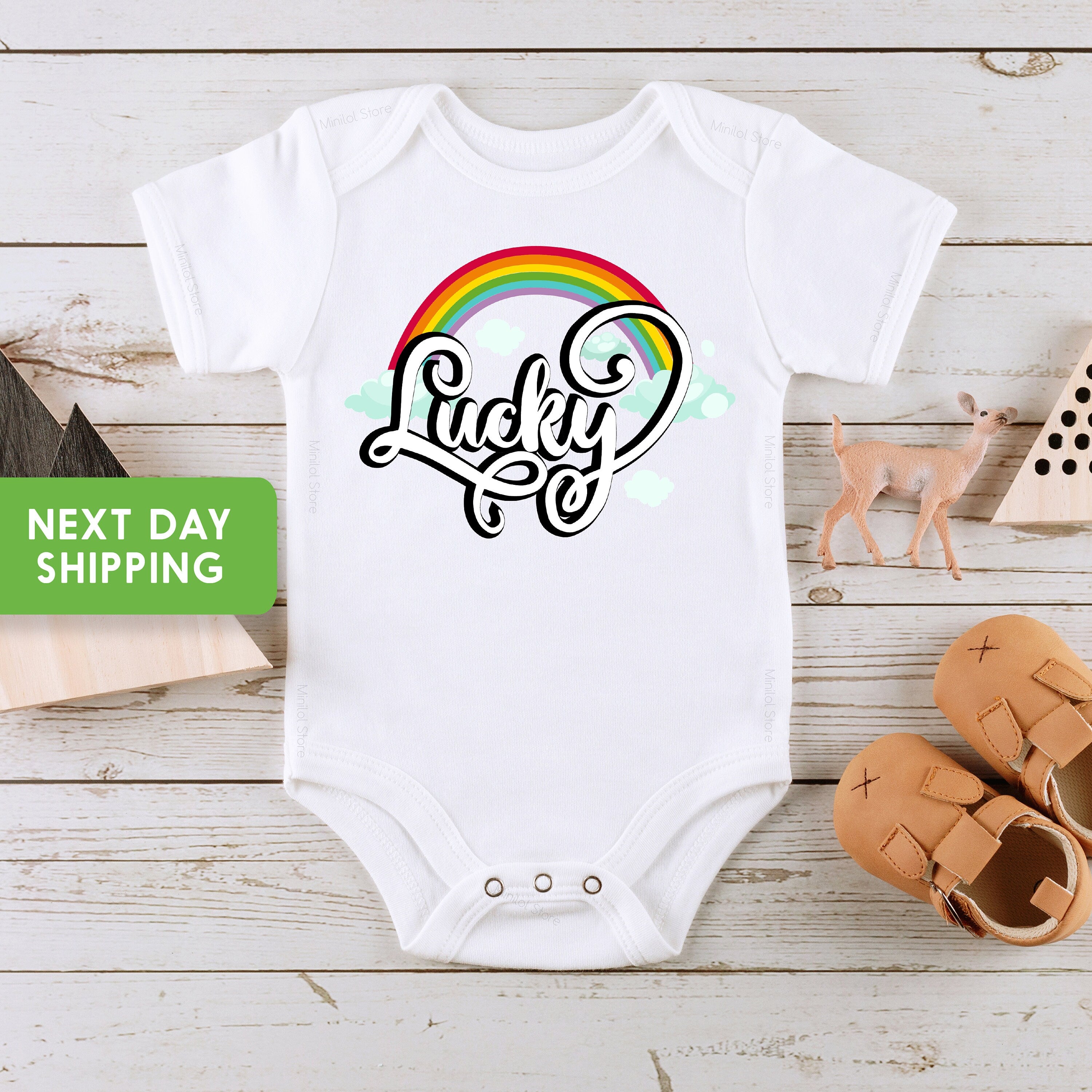 St. Patrick's Day Lucky Baby Onesie® Cute Lucky Rainbow Baby Onesie® Irish Baby Rainbow Onesie®