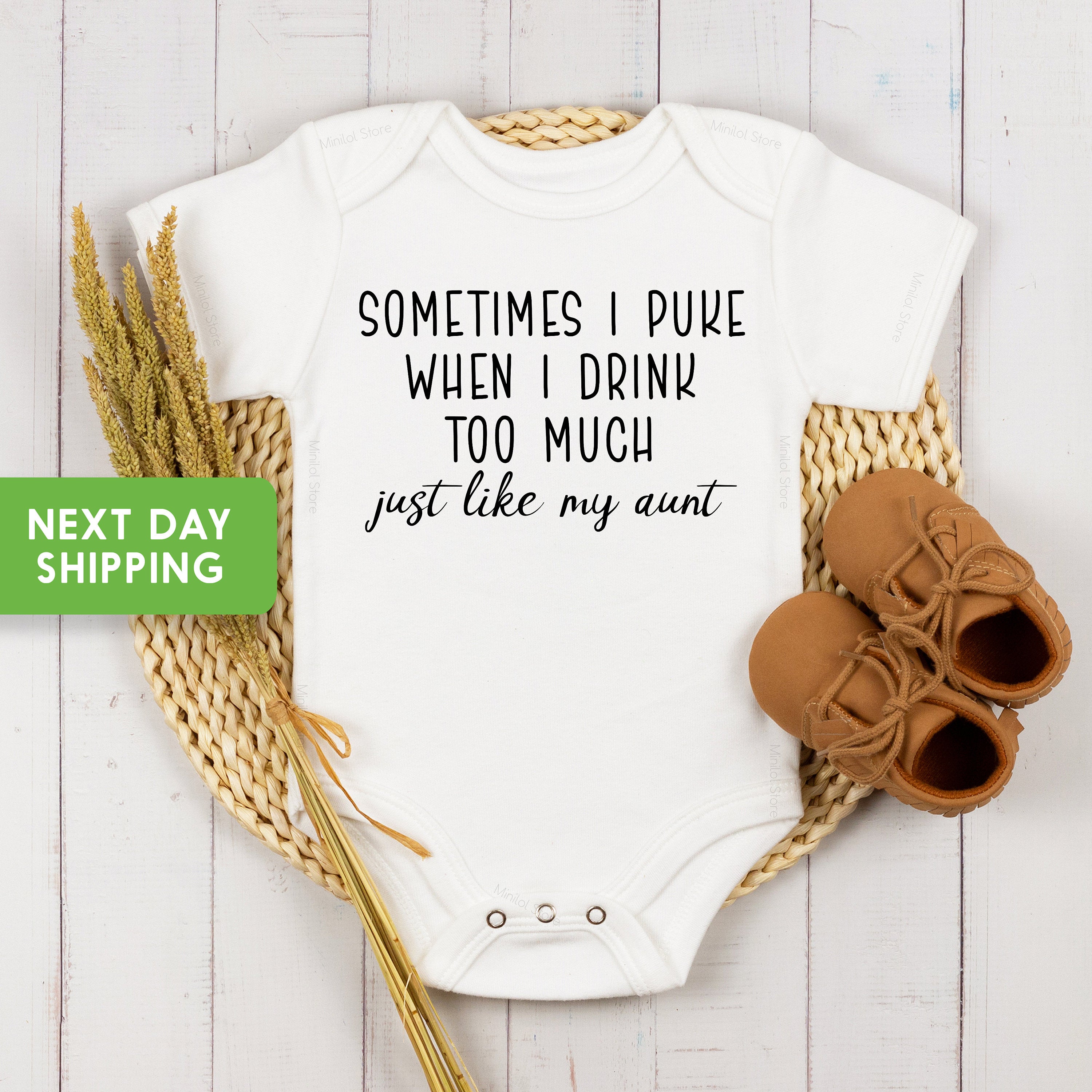 Sometimes I Puke When I Drink Too Much OnesieĀ®,Funny Newborn OnesieĀ®, Baby Shower Gift, Funny Baby Bodysuit