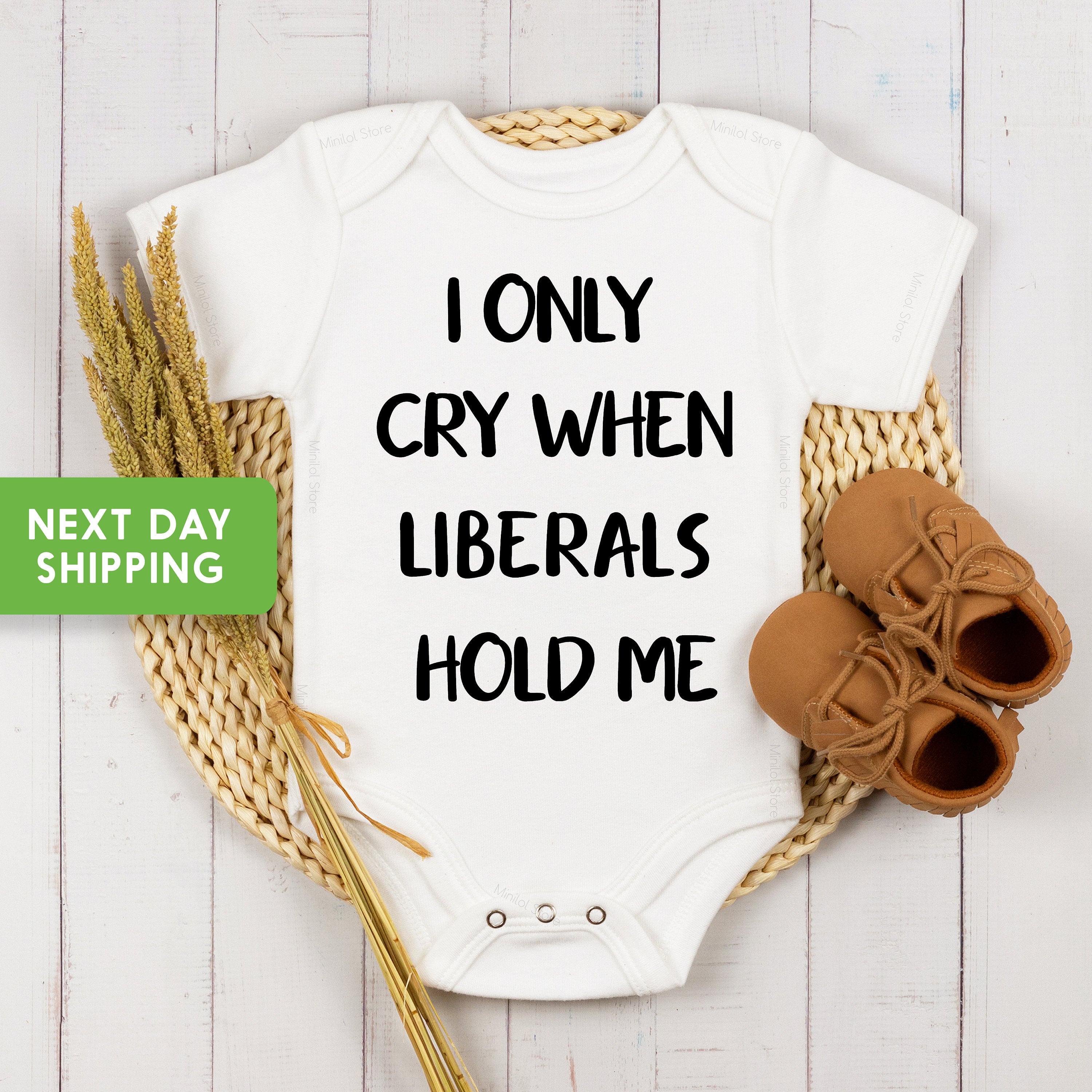 Funny Baby OnesieĀ® I Only Cry When Liberals Hold Me, Conservative Baby Outfit, Republican OnesieĀ® Republican Bodysuit, Trendy Onesie