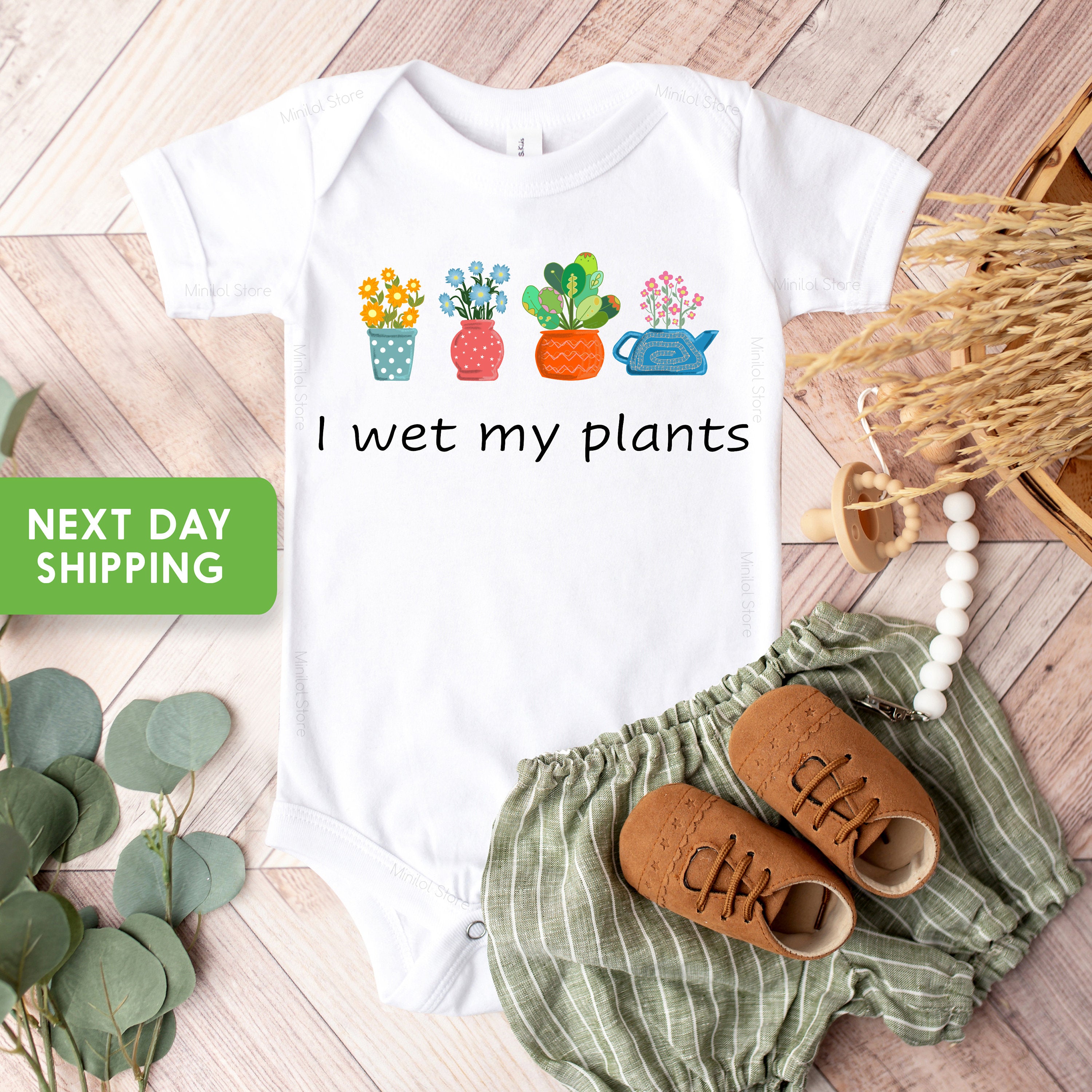 I Wet My Plants Baby OnesieĀ®, Plant Bodysuit, Funny Baby OnesieĀ®, Baby OnesieĀ®