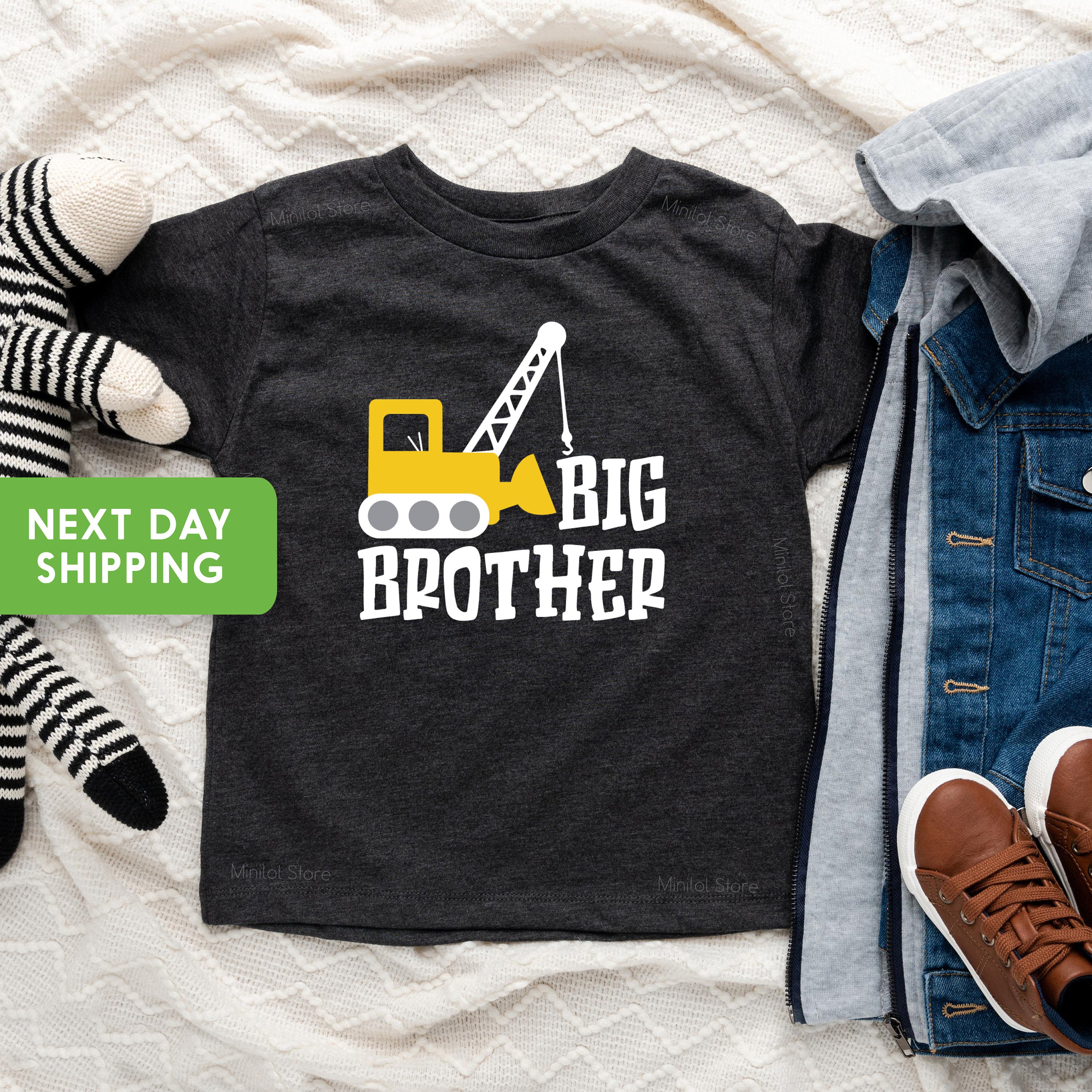 Big Brother Kids Tshirt, Big Brother Raglan, Brother Baseball Tee, Construction Brother Shirt, Brotherhood Announcement