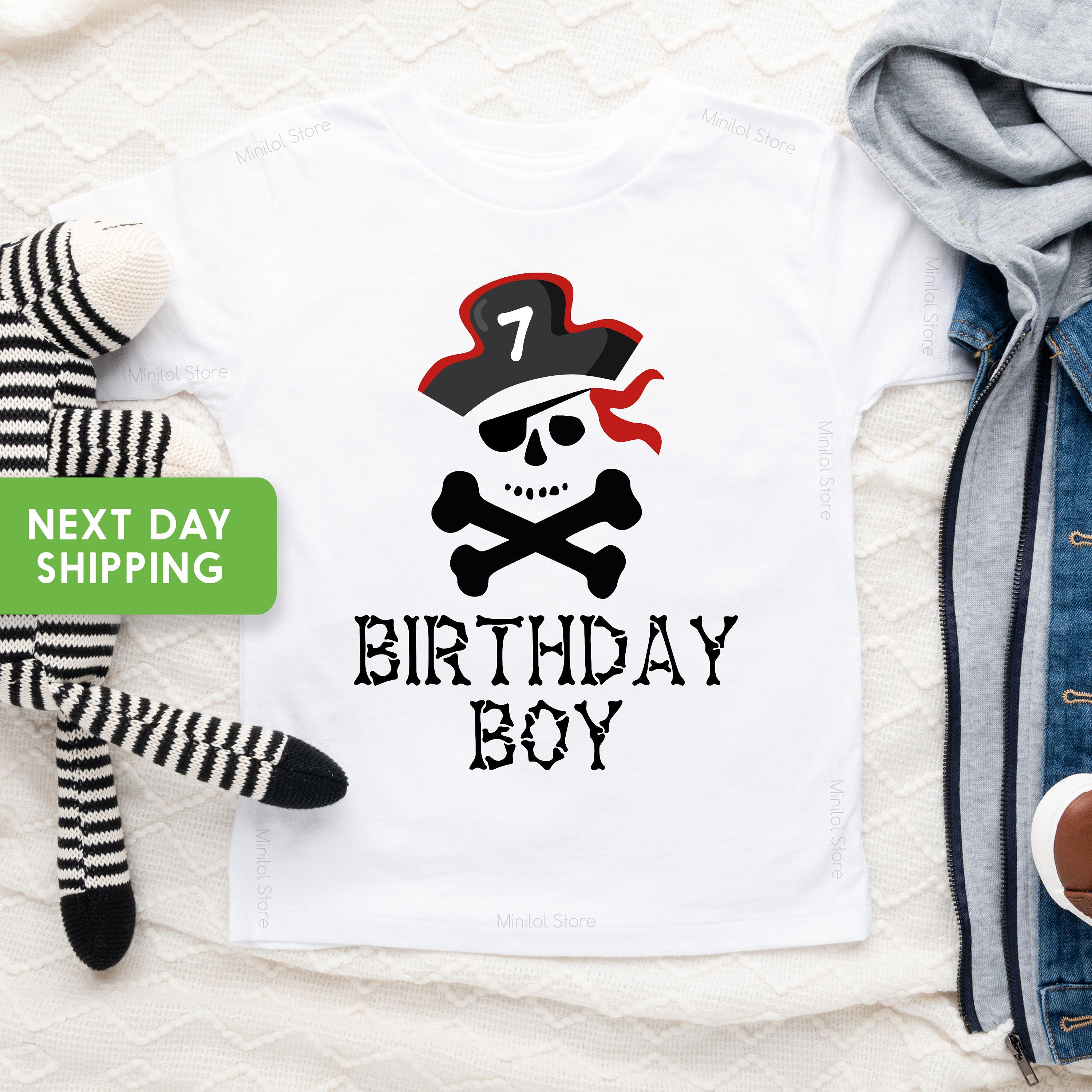 Pirate Birthday Boy Shirt, 7th Birthday Shirt, Seventh Pirate Birthday Boy, Cute Pirate Birthday Party Shirt, Pirate Birthday Party