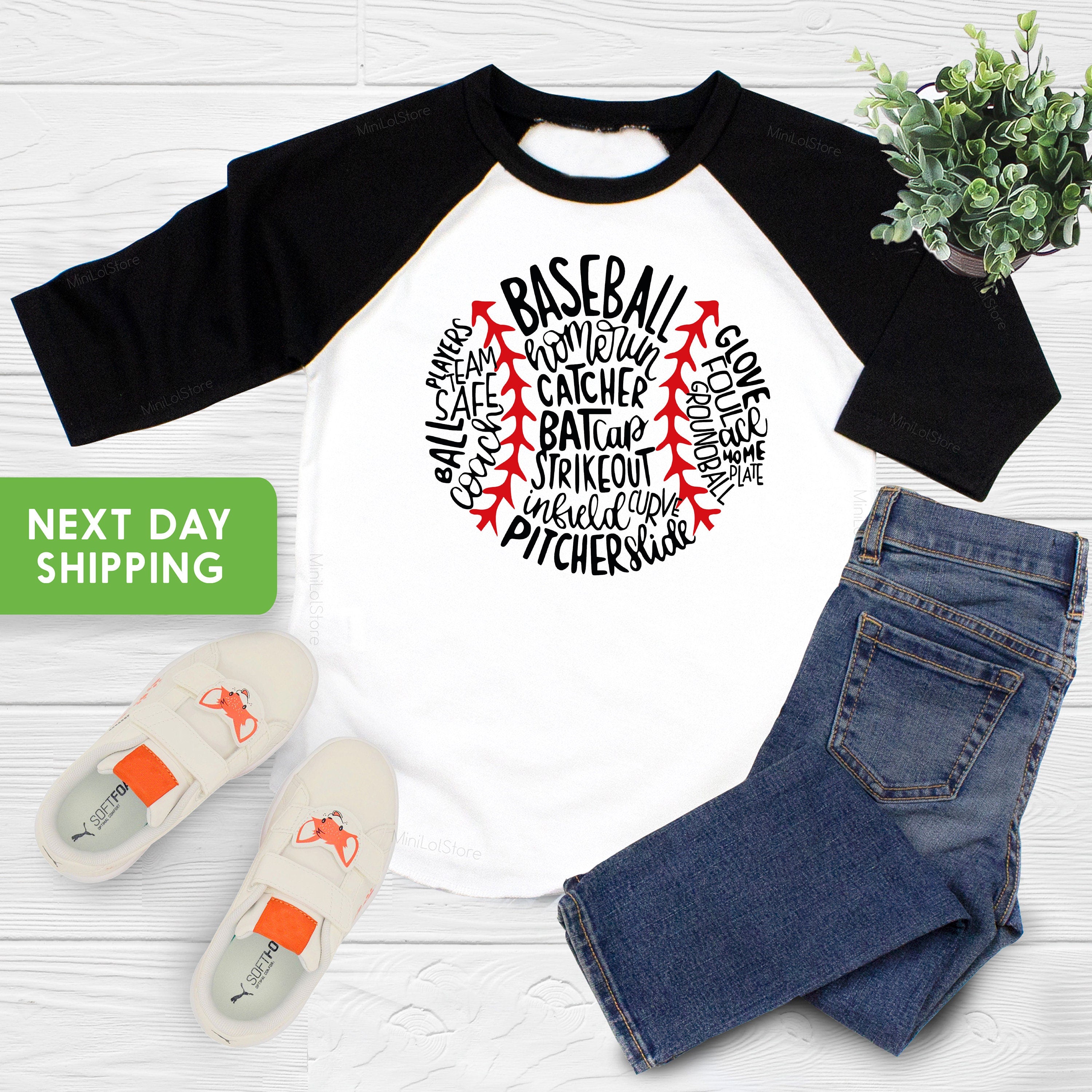Baseball Typography Toddler Shirt, Baseball Baby Tshirt,Cute Baseball OnesieĀ®