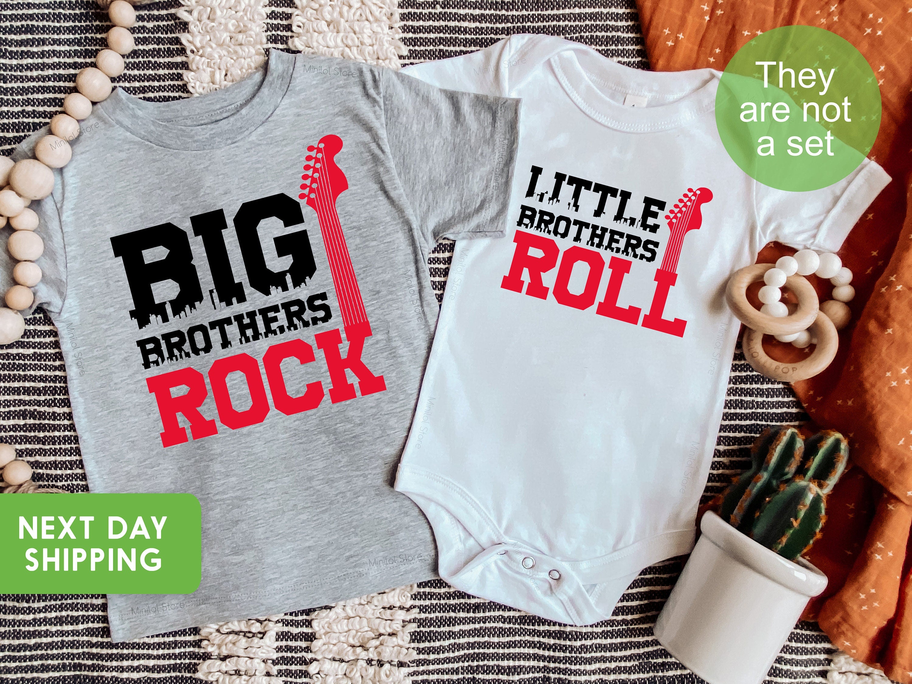 Big Brother Little Brother, Funny Kids Gift Set Rock And Roll, Rock Shirts, Brothers Matching Shirts, Brother Raglan Shirt