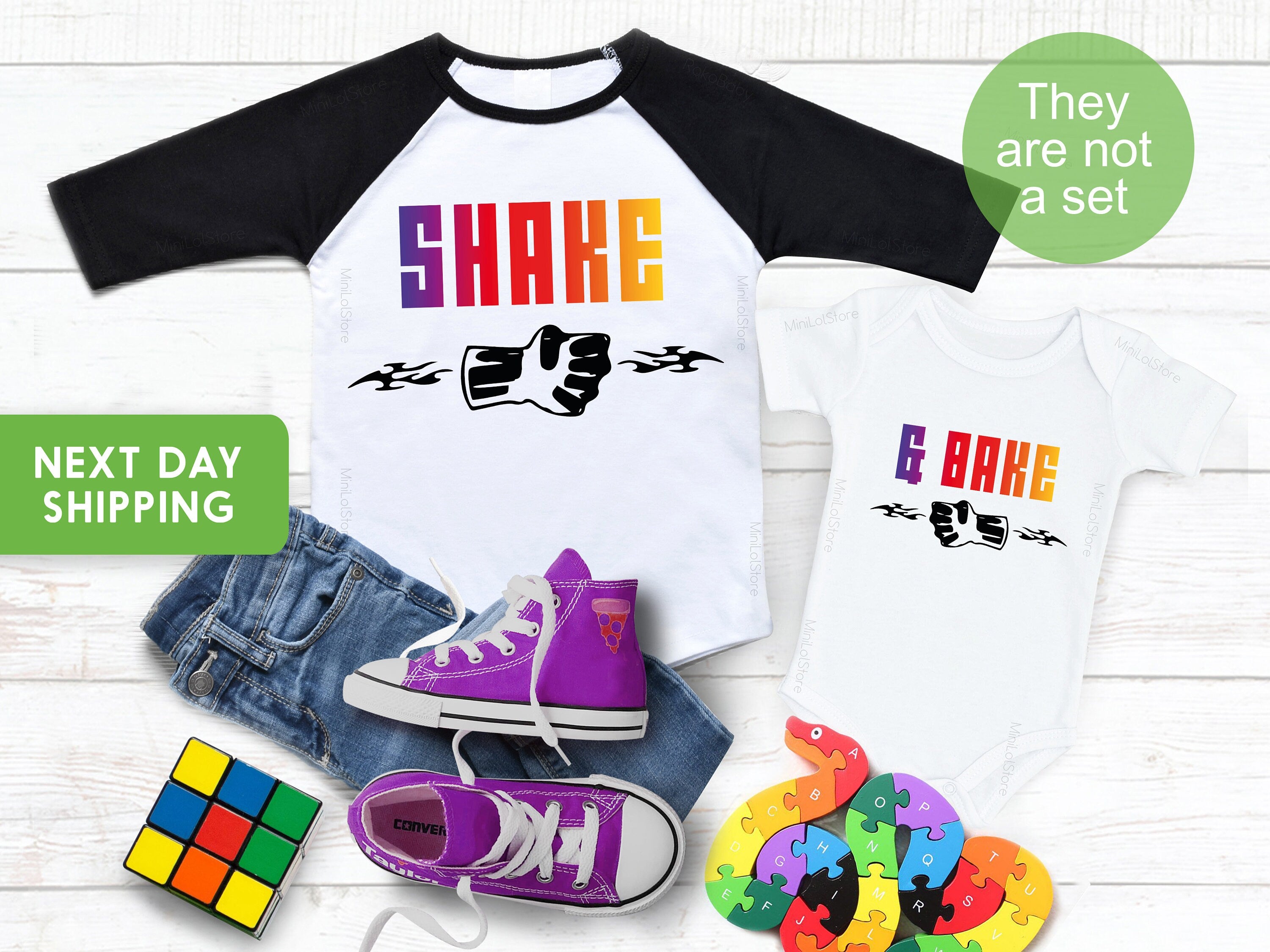 Shake and Bake Kids Shirt, Shake Brother Shirt, Bake Brother Bodysuit, Matching Siblings Shirt, Big Brother Little Brother Matching Shirts