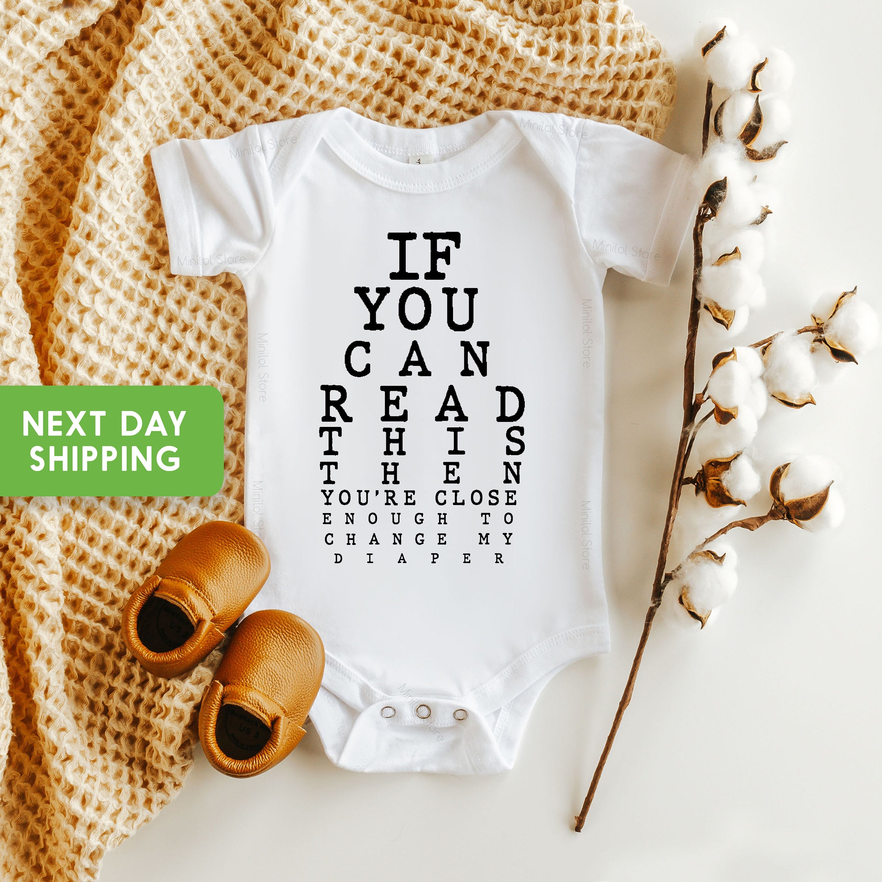If You Can Read This Then You Can Change My Diaper Onesie®,® Funny Baby Clothes, Eye Exam Onesie®, Change My Diaper Onesie®