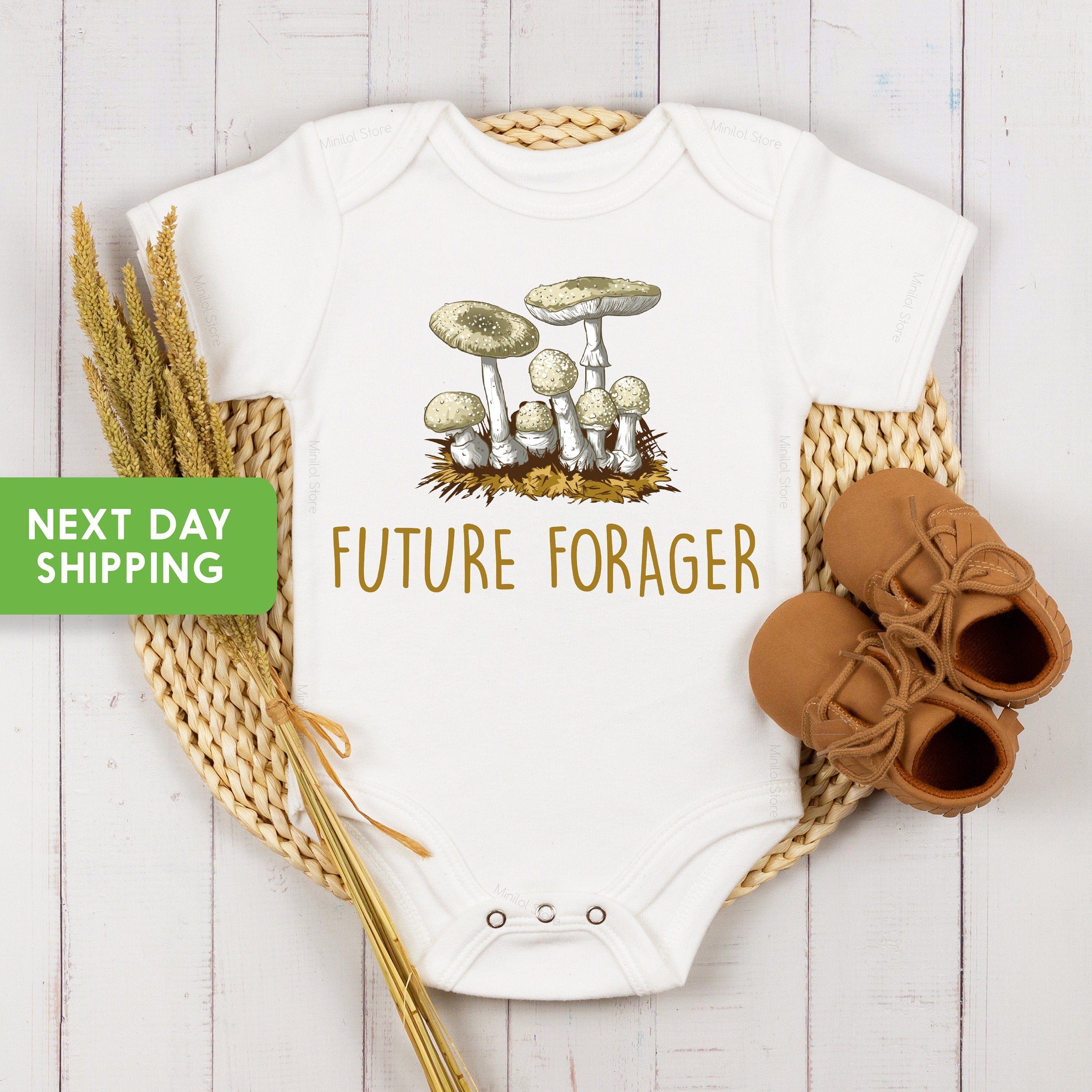 Future Forager Baby Onesie® Mushroom Baby Onesie® Vegan Baby Onesie