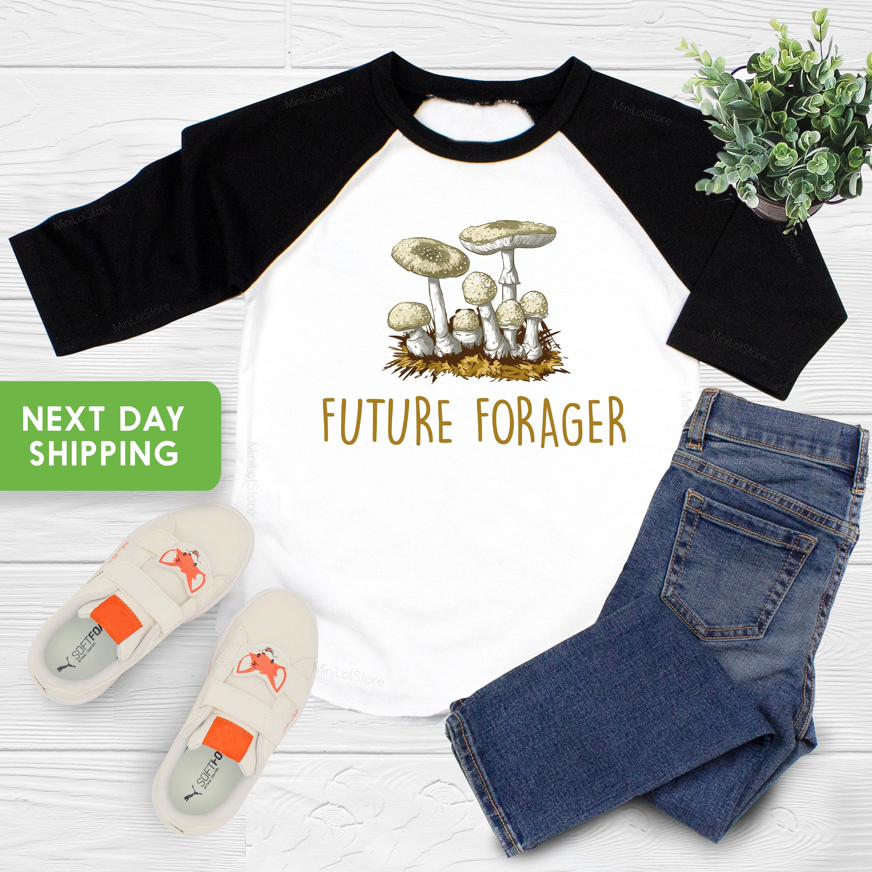 Future Forager Baby Shirt, Mushroom Toddler Shirt, Vegan Baby Shirt