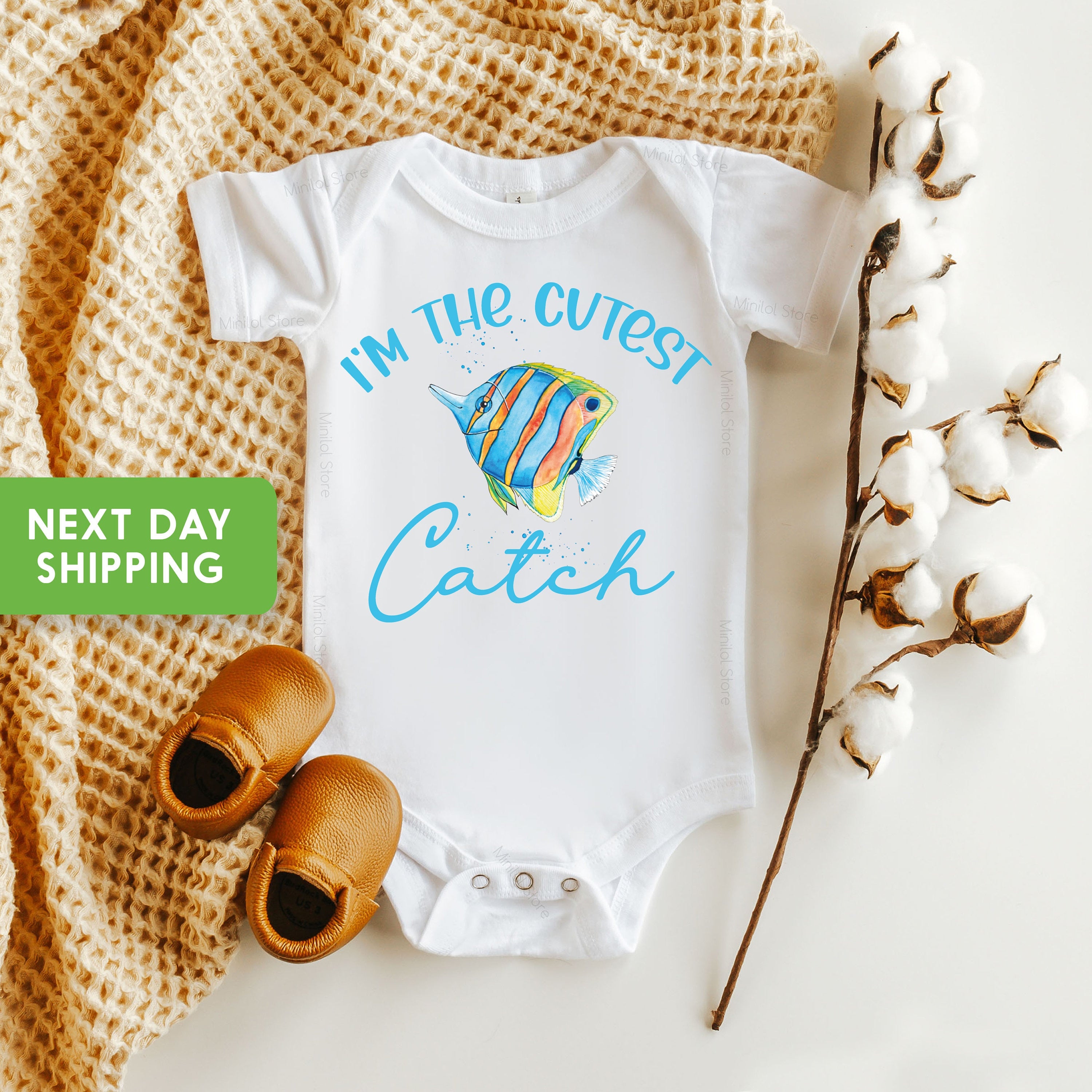 I'm The Cutest Catch Bodysuit,Animal Birthday Gift, Cute Fish Bodysuit, Baby Boy OnesieĀ®, Girl Gift, Funny Baby Shower Gift