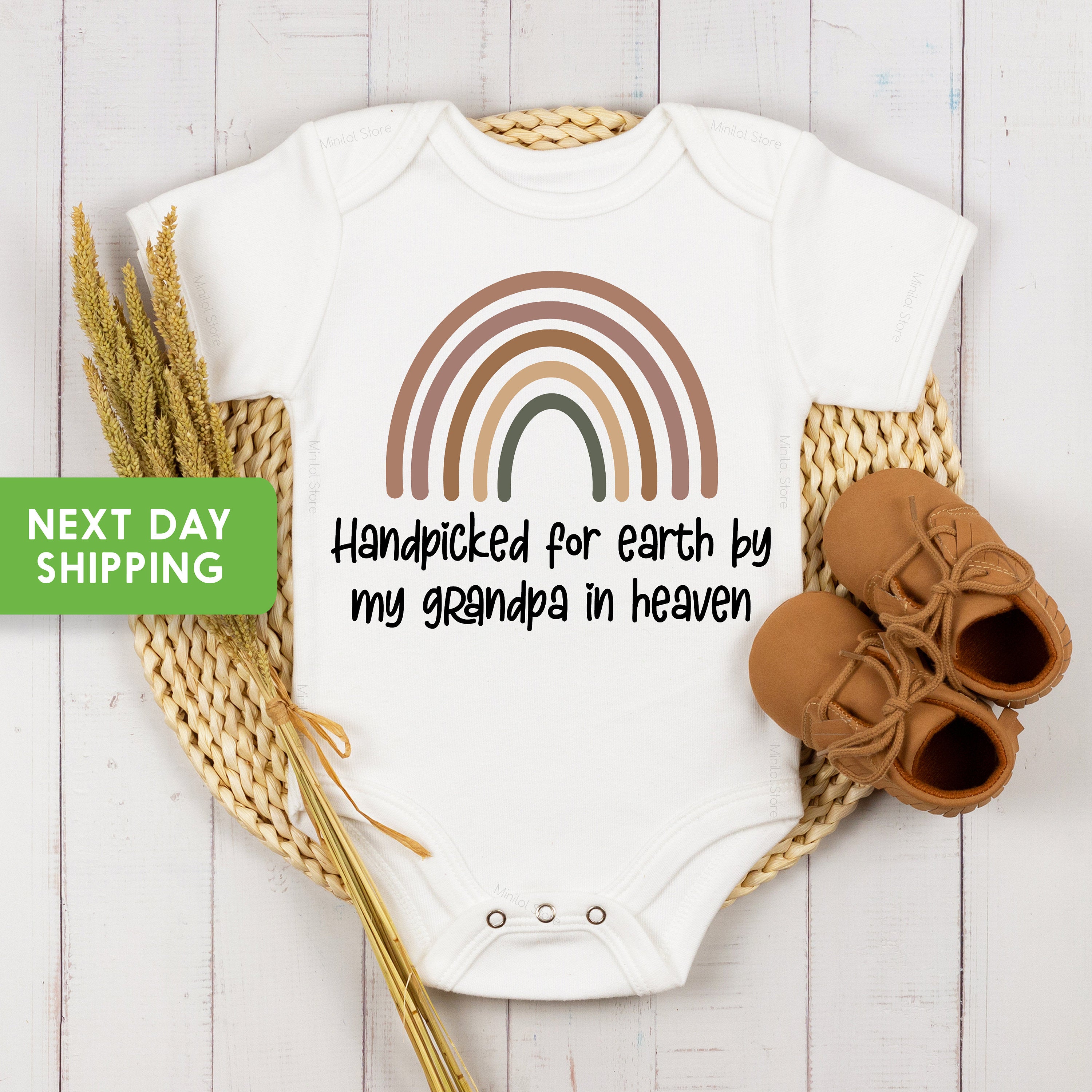 Handpicked For Earth By My Grandpa In Heaven Onesie® Toddler T-Shirt, Organic Baby