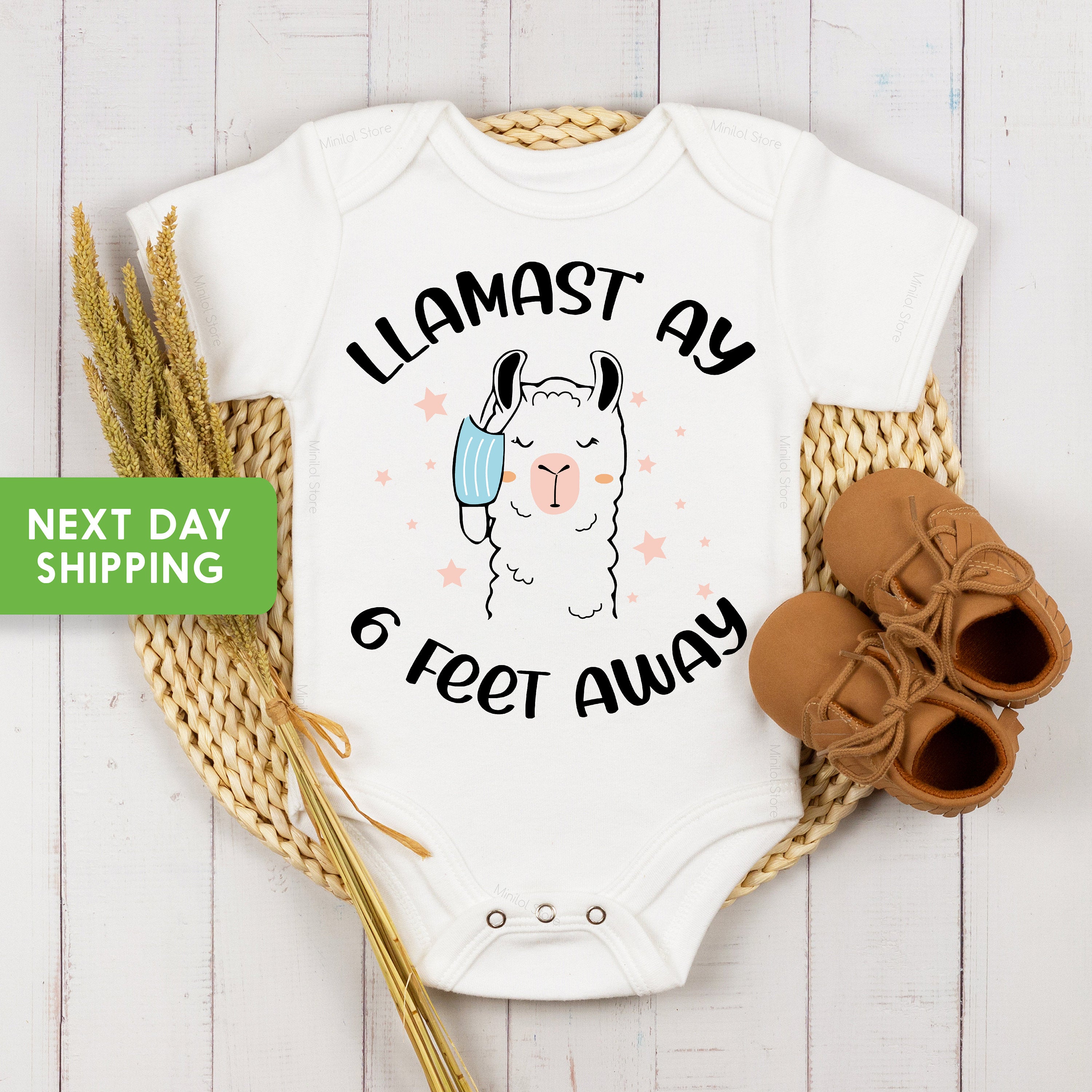 Funny Llama Onesie® Llamast'ay 6 Feet Away, Llama Baby Shower Gift, Mamas Little Llama Onesie® Toddler Shirt, Social Distancing