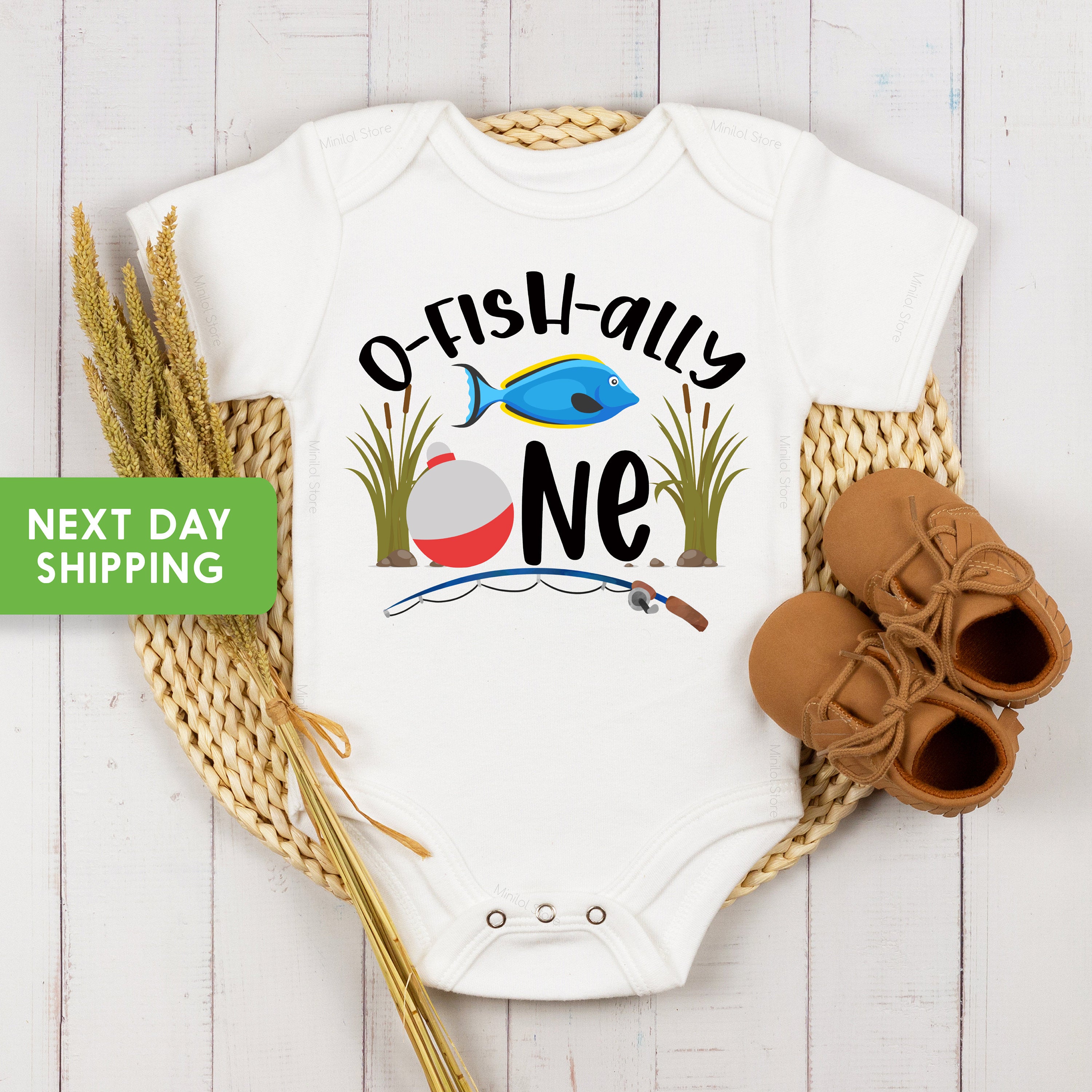 Fish Birthday OnesieĀ®, Boys Fish Birthday OnesieĀ®, Baby Boys 1st Birthday OnesieĀ®, O-Fish-Ally One Smash Cake Outfit