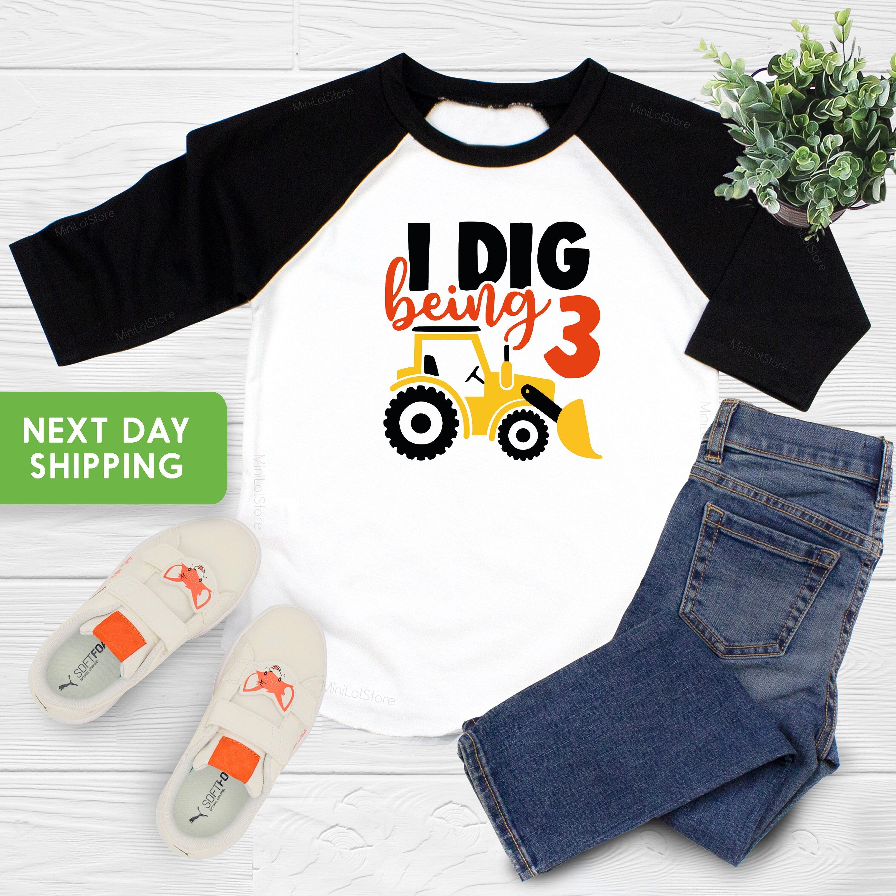 I Dig Being 3 Shirt, Construction Birthday Shirt, 3 Year Old, 3rd Birthday Shirt, Construction Party Tee