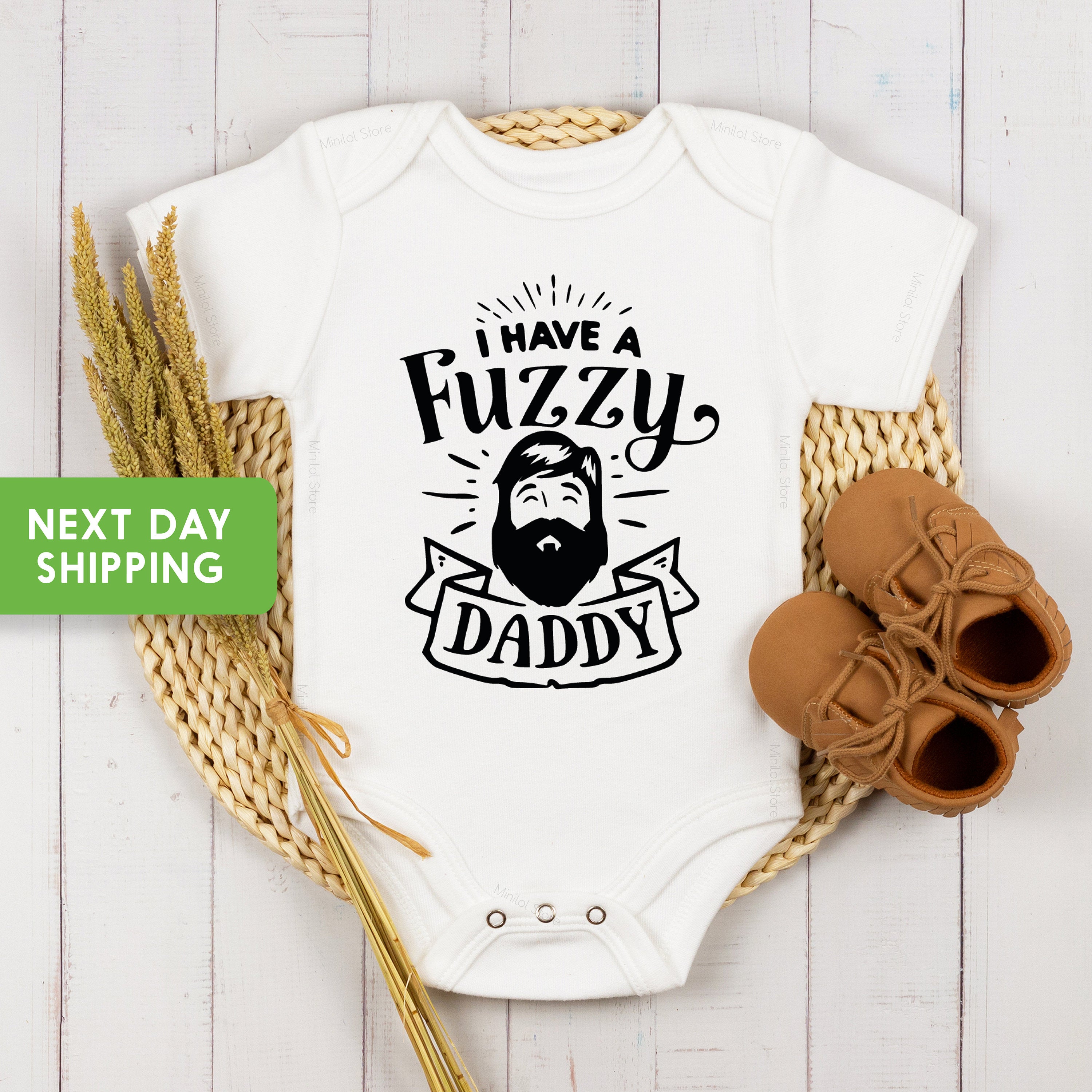 Daddy Baby OnesieĀ® I Have A Fuzzy Daddy, Cute Baby OnesieĀ® Father's Day OnesieĀ® Beard OnesieĀ® Beard Baby Gift