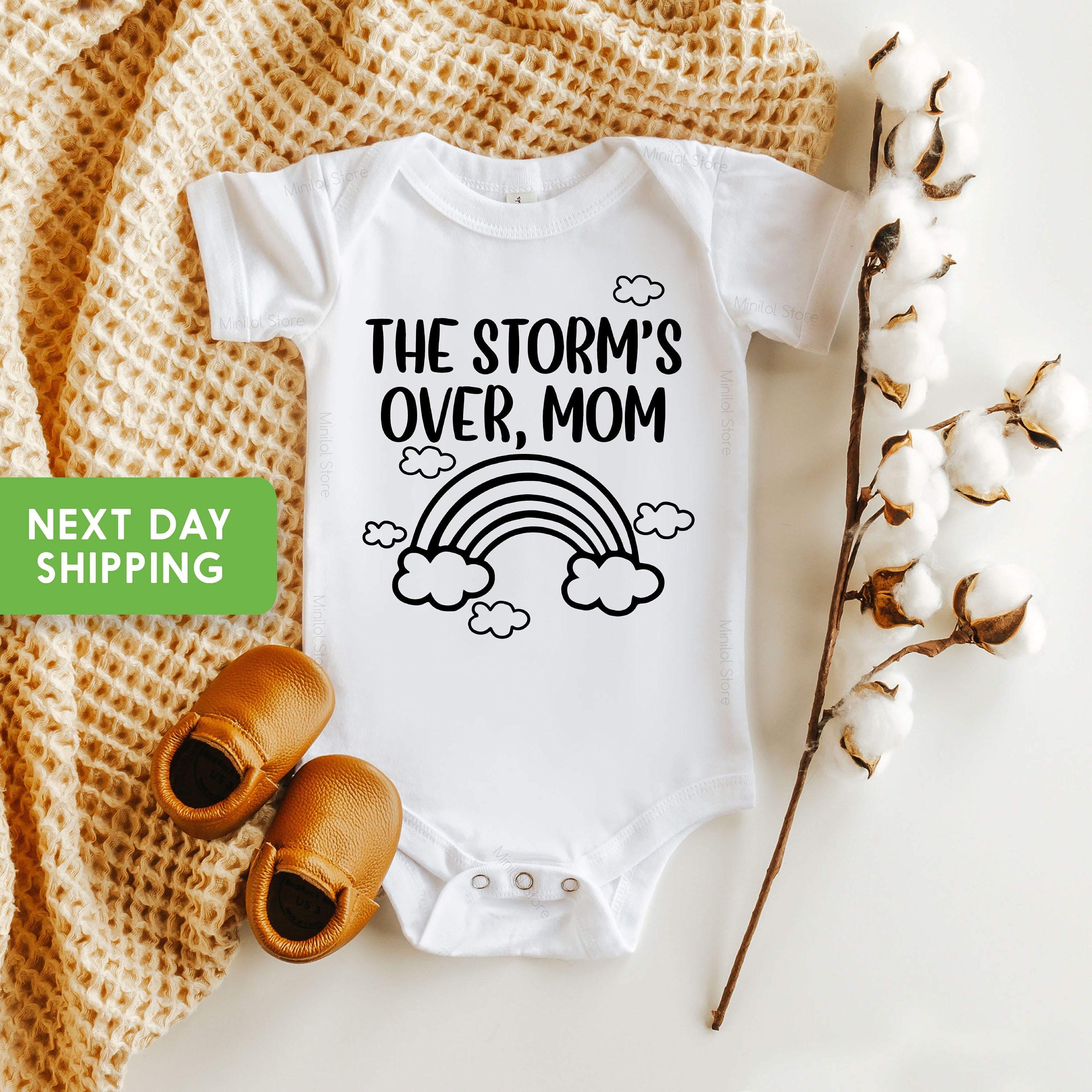 The Storm's Over Mom OnesieĀ®, Mom Rainbow Baby Bodysuit, Funny Mom OnesieĀ®, Newborn OnesieĀ®, New Mom Gift