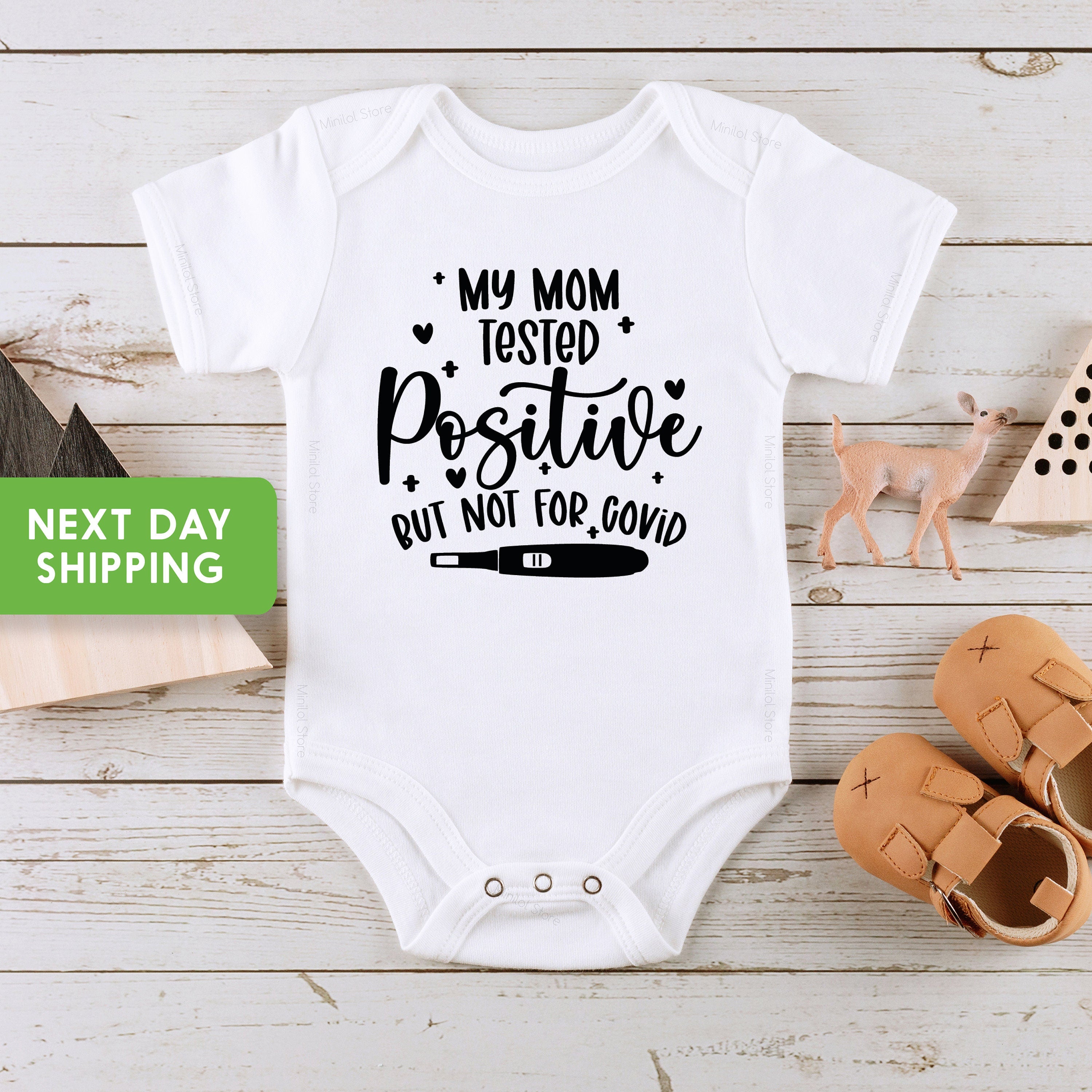 My Mommy Tested Positive Baby Onesie®, Funny Pandemic Baby Bodysuit , Pregnancy Announcement Baby