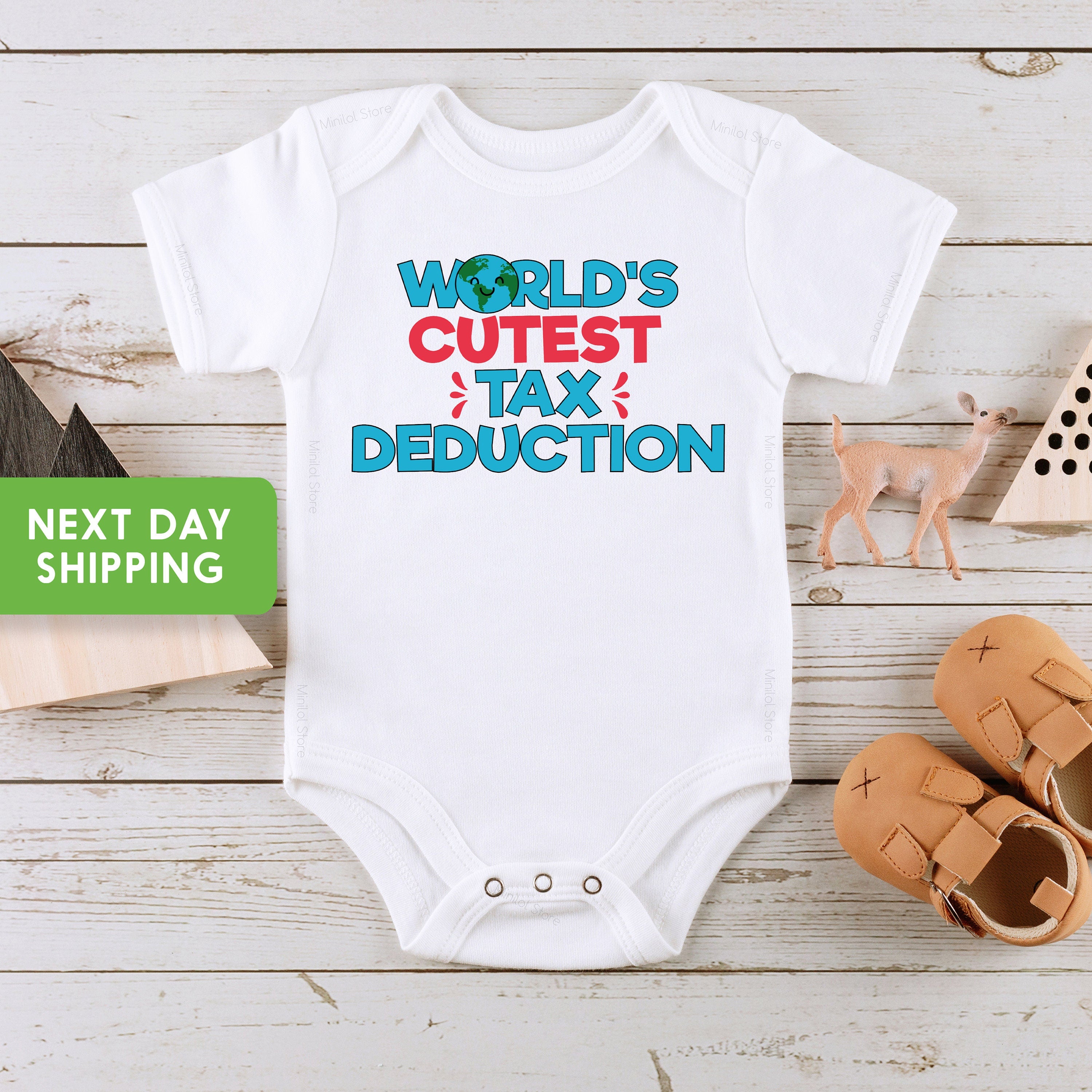World's Cutest Tax Deduction OnesieĀ® Pregnancy Announcement OnesieĀ® Funny Baby OnesieĀ® Pregnancy Reveal OnesieĀ® Baby Shower Gift