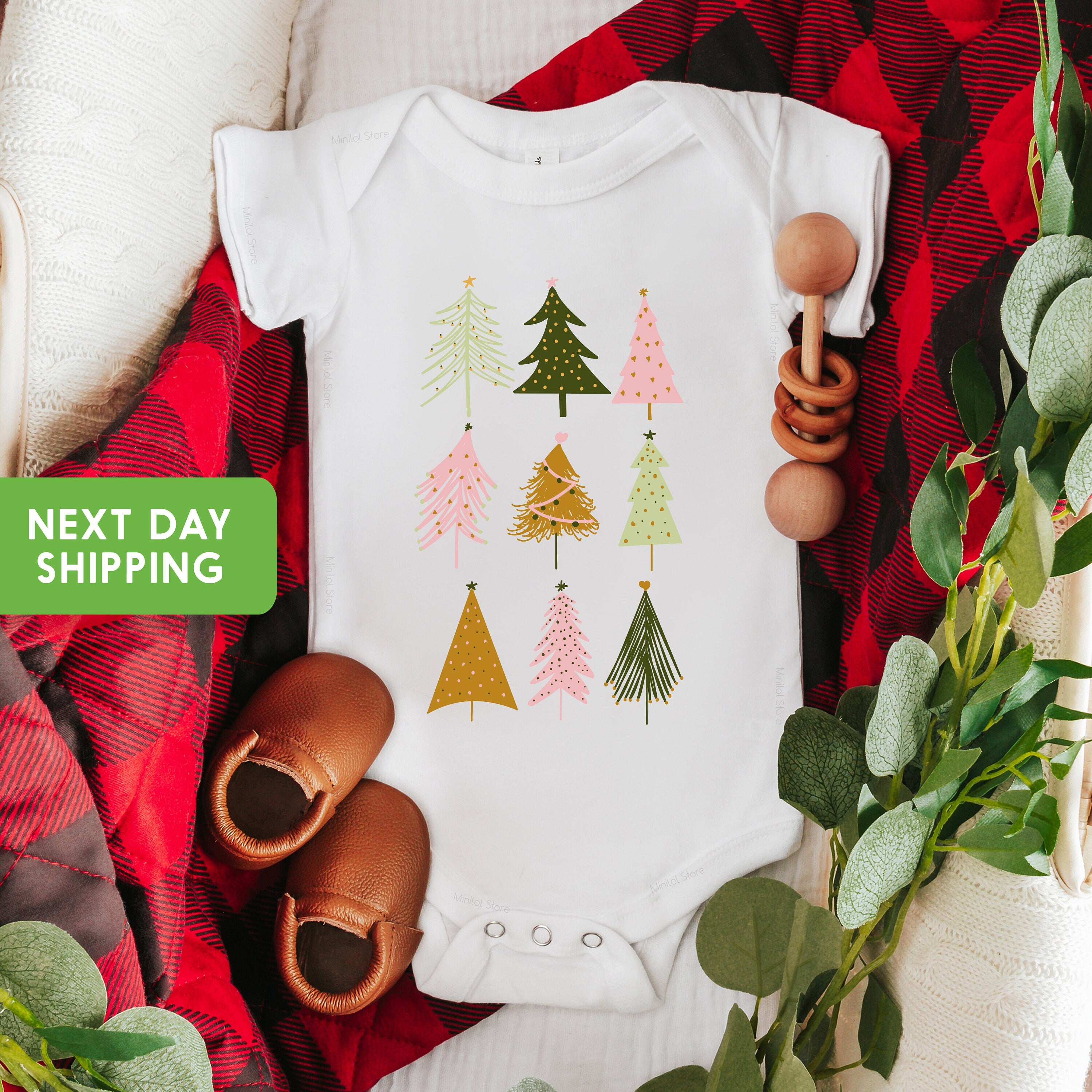 Boho Christmas Trees Baby Onesie®, Toddler Tee or Youth T Shirt