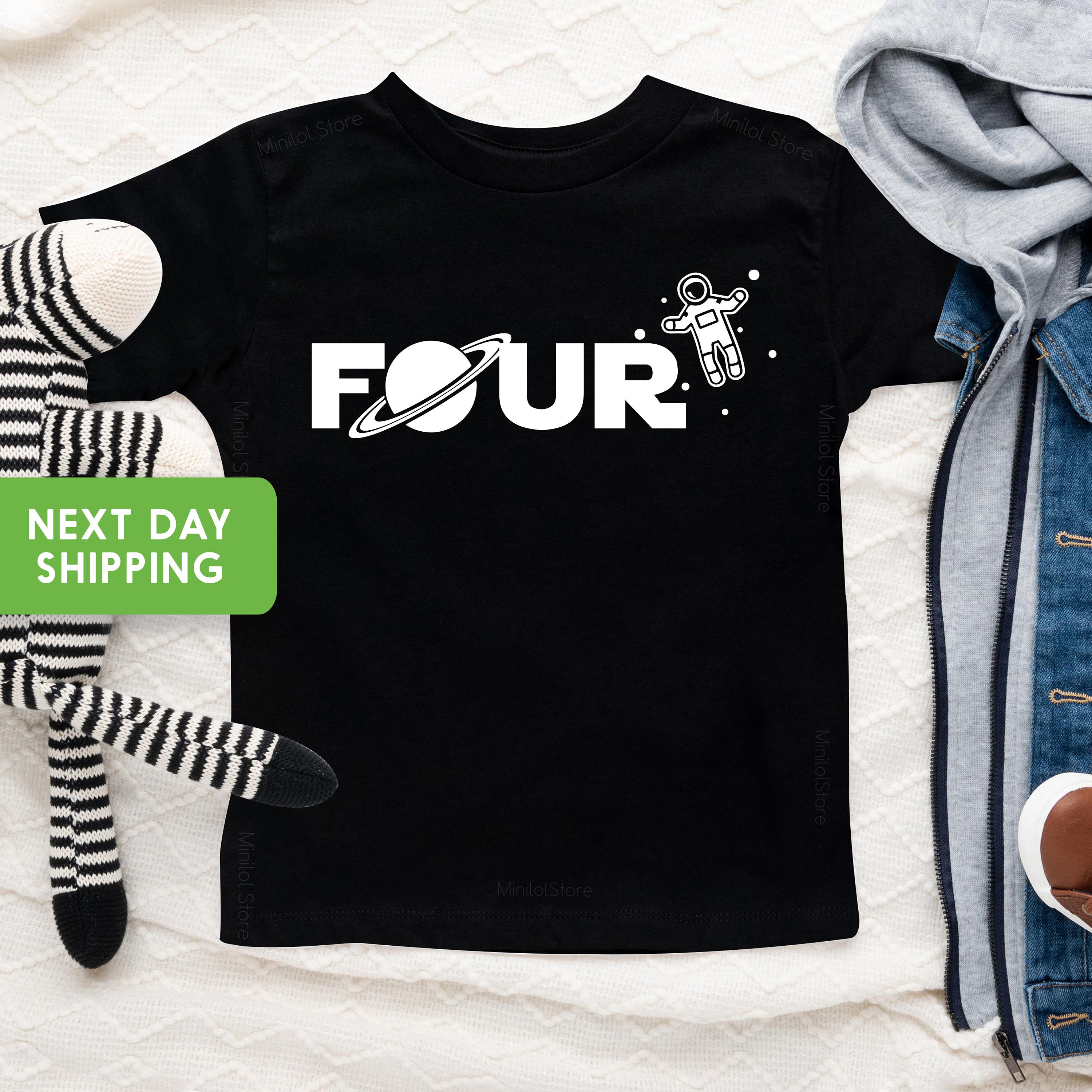 Four Space Shirt, Space Birthday T-Shirt, Astronaut Party Shirt, Fourth Birthday Tee, Space Party Shirt, One Year Birthday Party Shirt