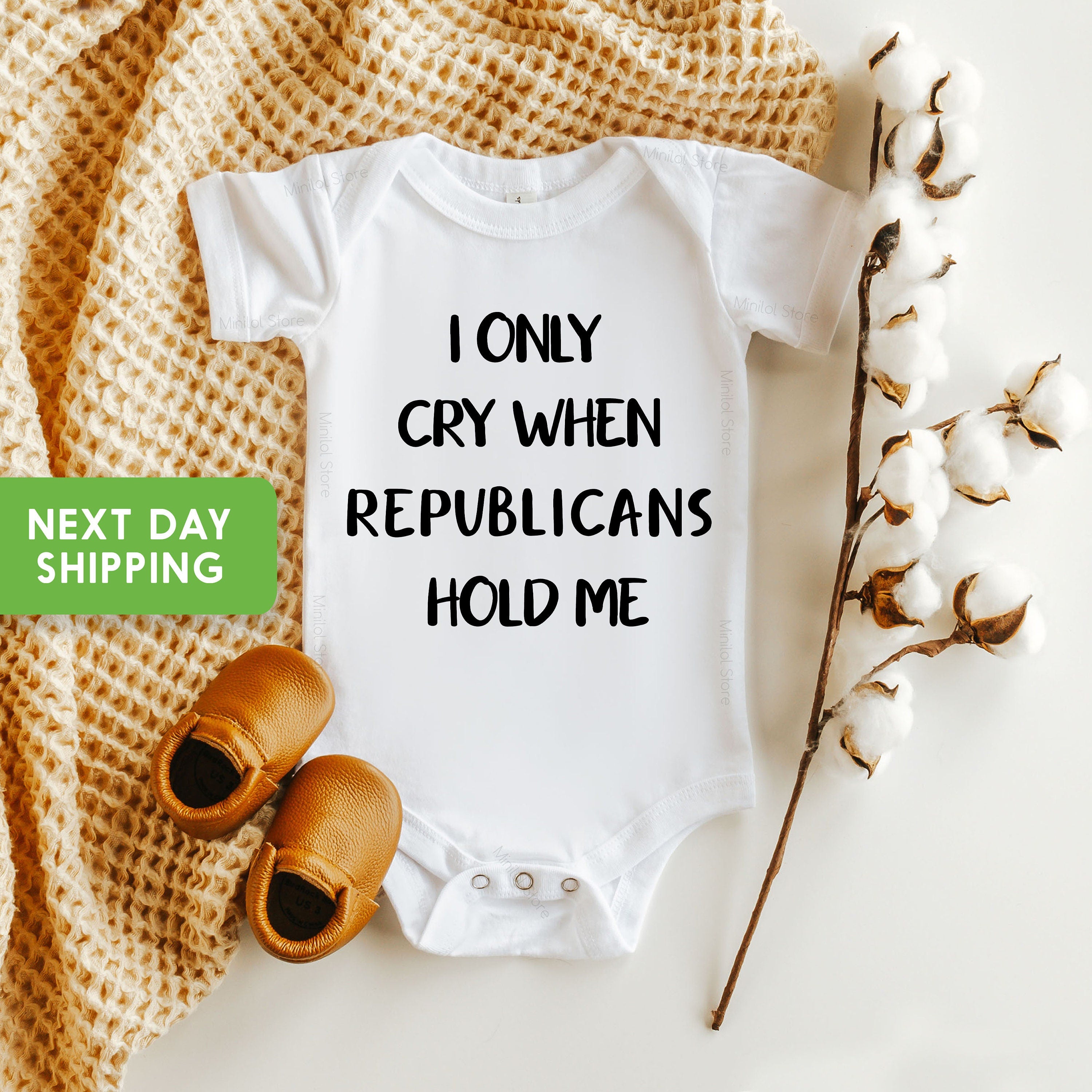 Funny Baby OnesieĀ® I Only Cry When Republicans Hold Me Bodysuit, Conservative Baby Outfit, Liberals OnesieĀ® Democrats Bodysuit