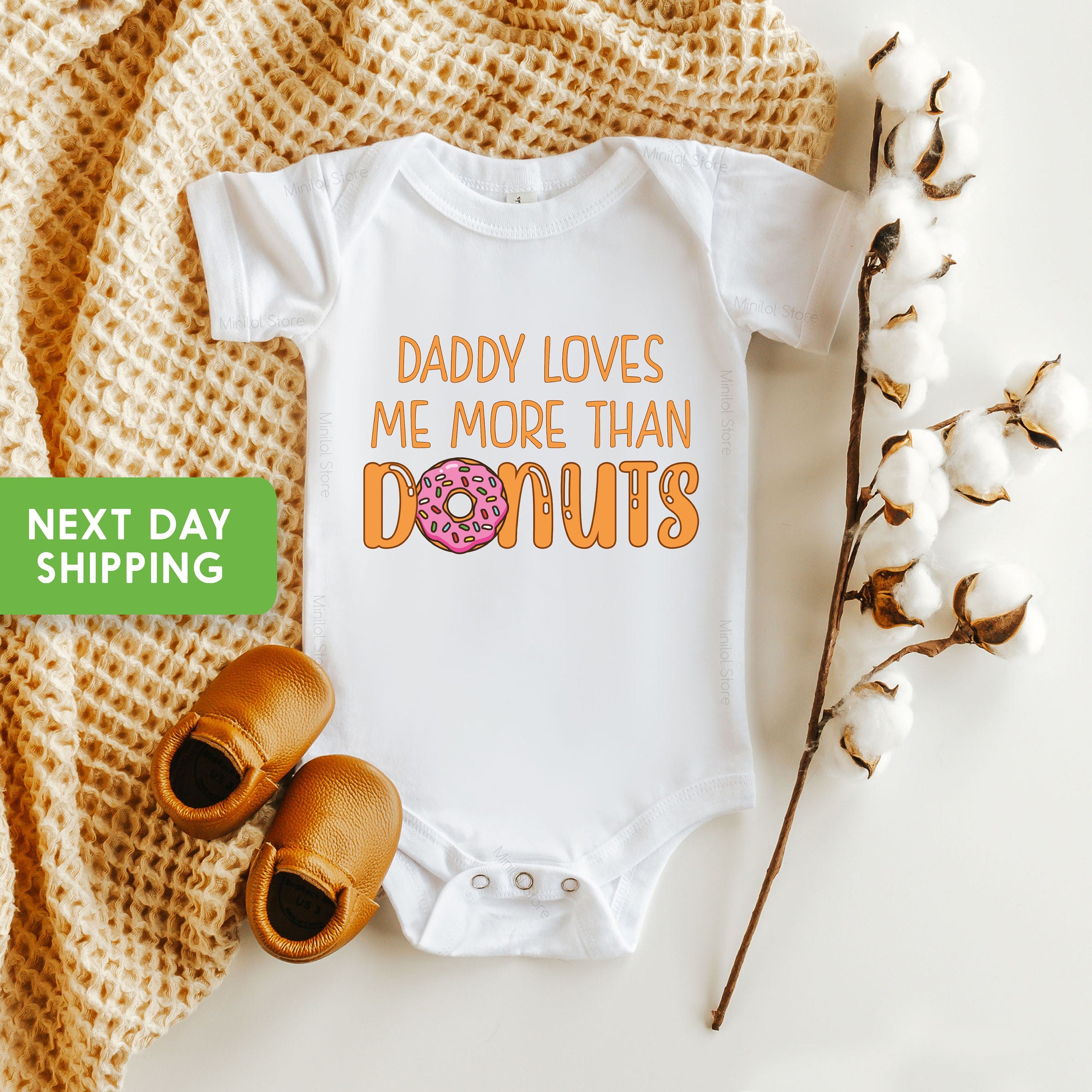 Daddy Donuts OnesieĀ®, New Dad OnesieĀ®, Daddy Loves Me Bodysuit, Funny Doughnut Baby OnesieĀ®