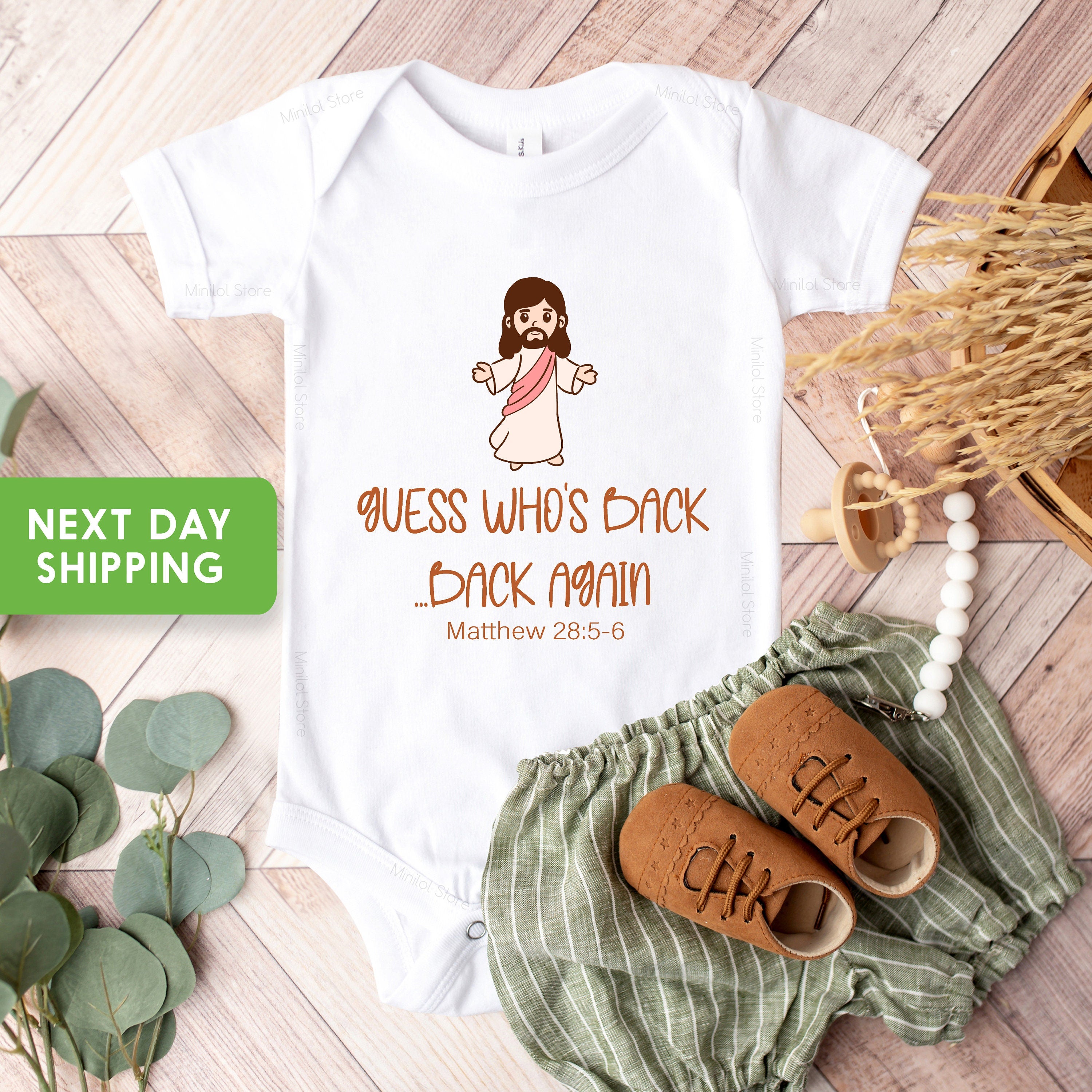 Funny Jesus Easter OnesieĀ®, Guess Who's Back Jesus Bodysuit, First Easter OnesieĀ®, Easter Rap Parody Bodysuit