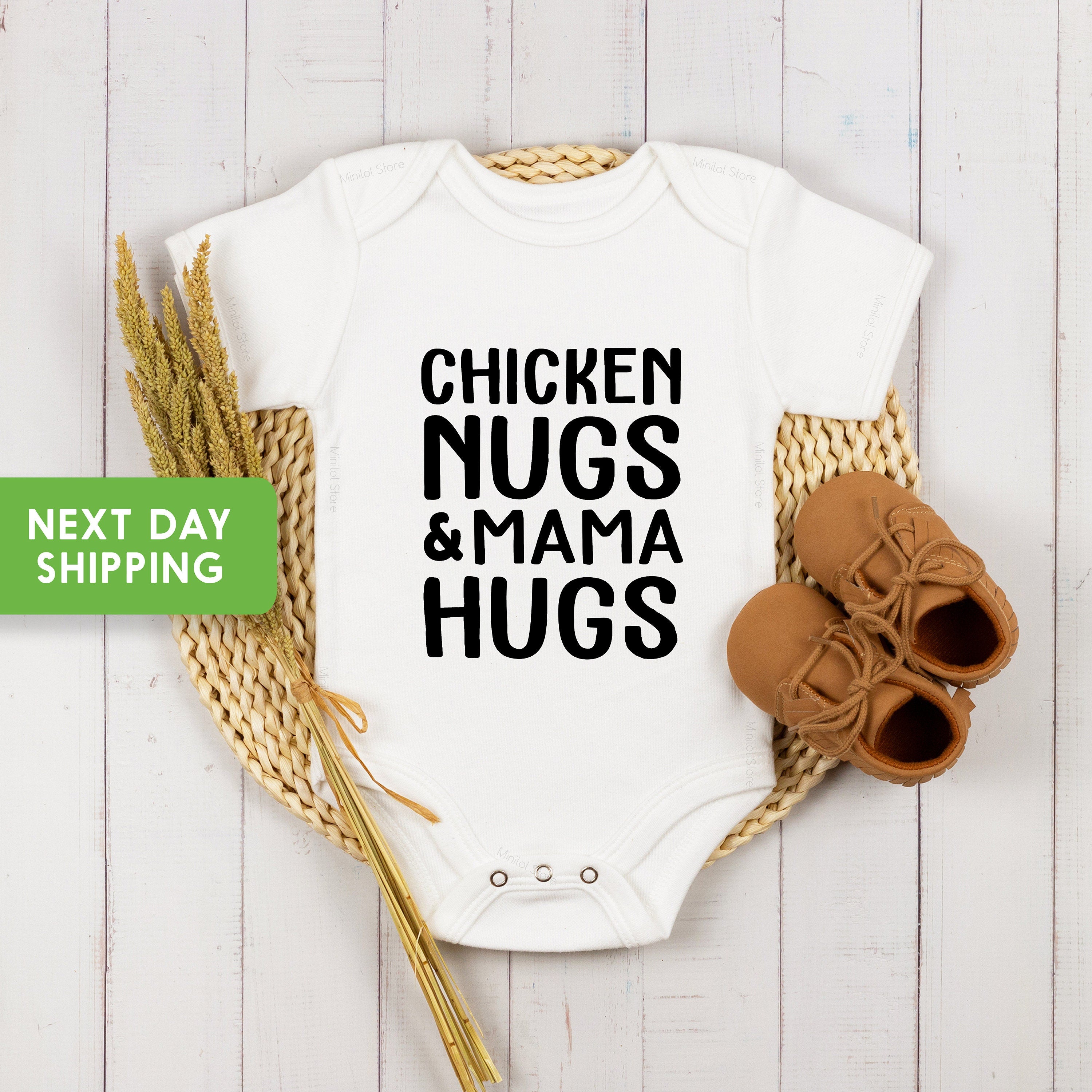 Funny Toddler Onesie®, Chicken Nugs&Mama Hugs Kids Bodysuit, Chicken Nugget Onesie®, Mamas Boy Onesie®
