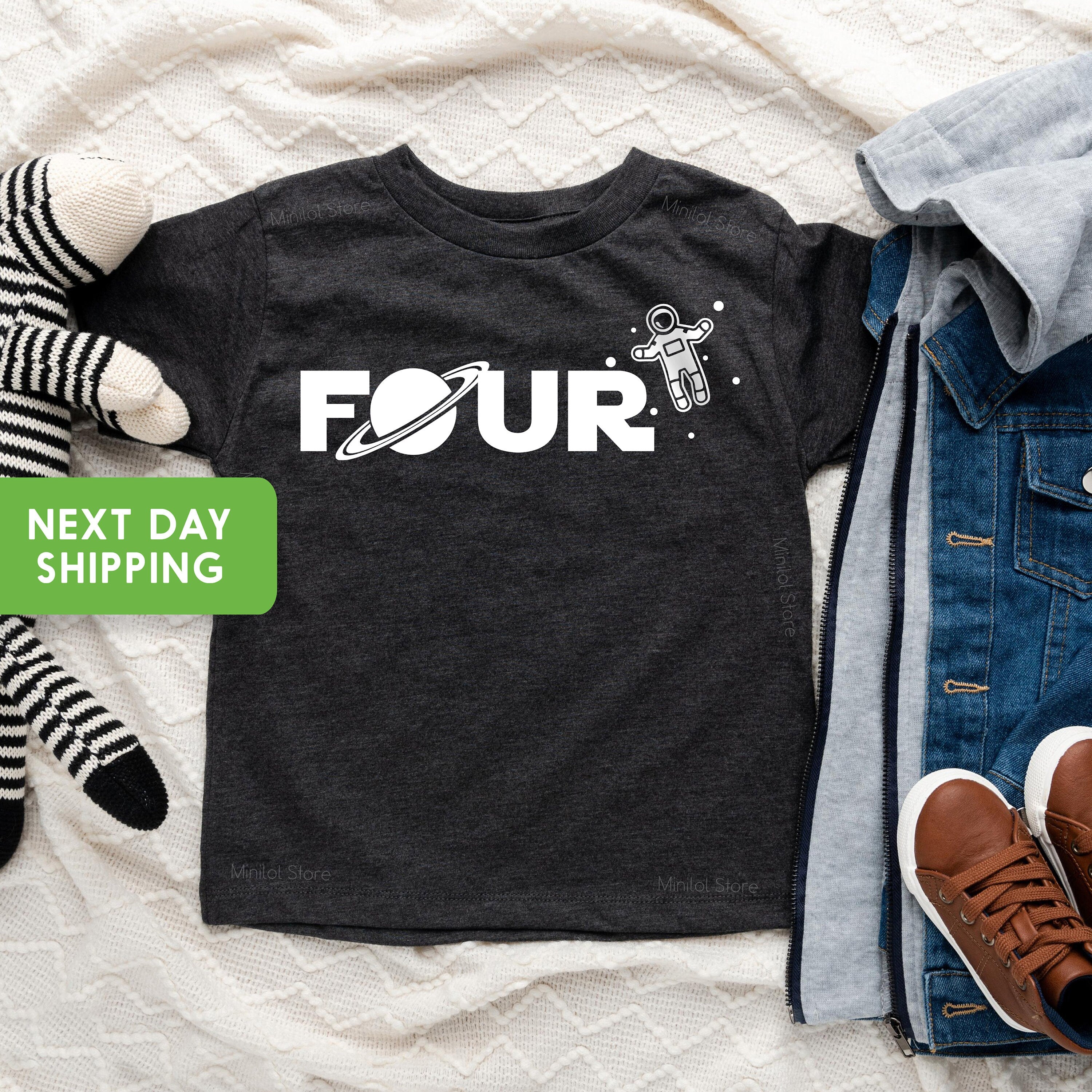 Four Space Shirt, Space Birthday T-Shirt, Astronaut Party Shirt, Fourth Birthday Tee, Space Party Shirt, One Year Birthday Party Shirt