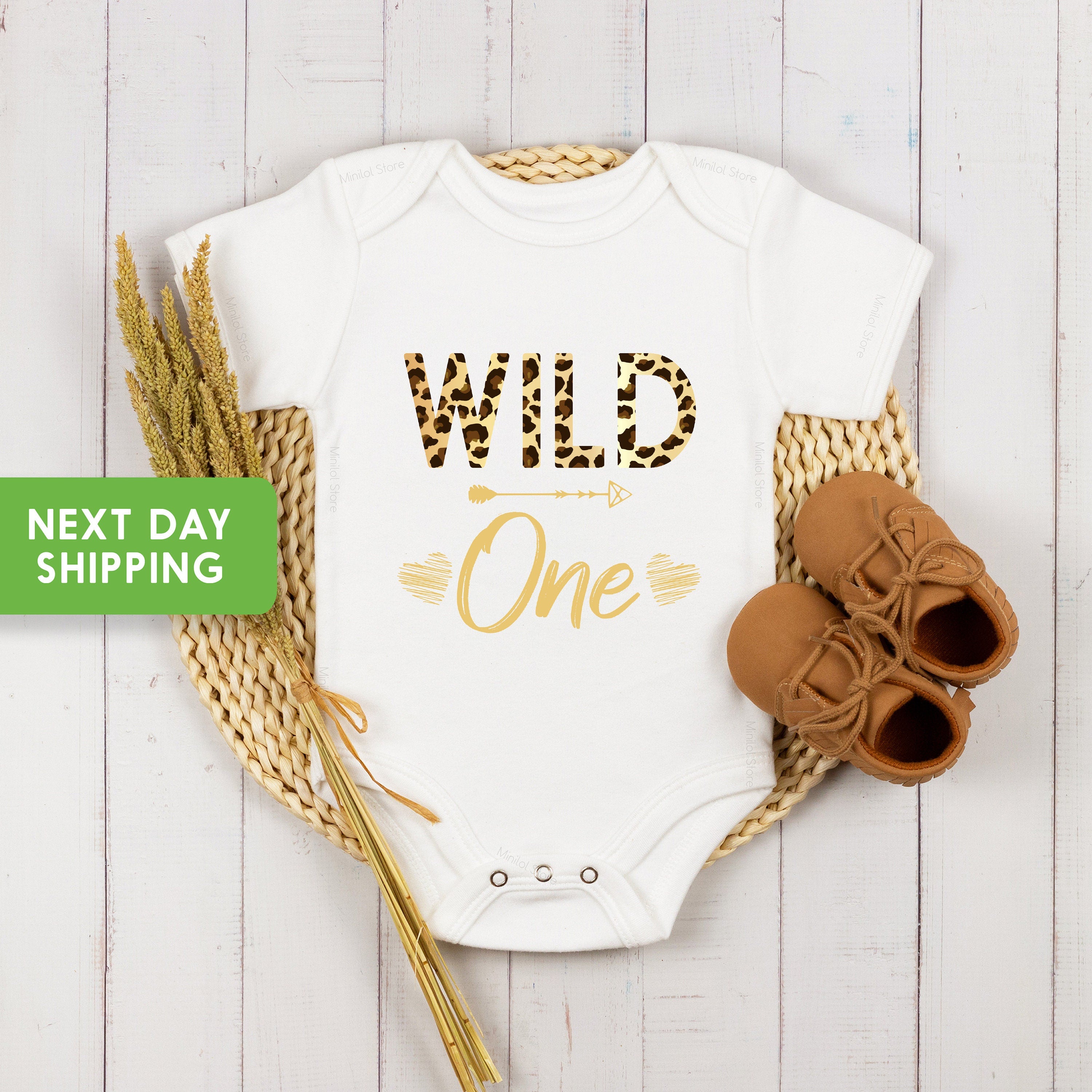 Wild One Birthday Leopard OnesieĀ®, 1st Birthday OnesieĀ® for Girl, Girl Baby Leopard OnesieĀ®, Wild One Animal Print, First Birthday Gift
