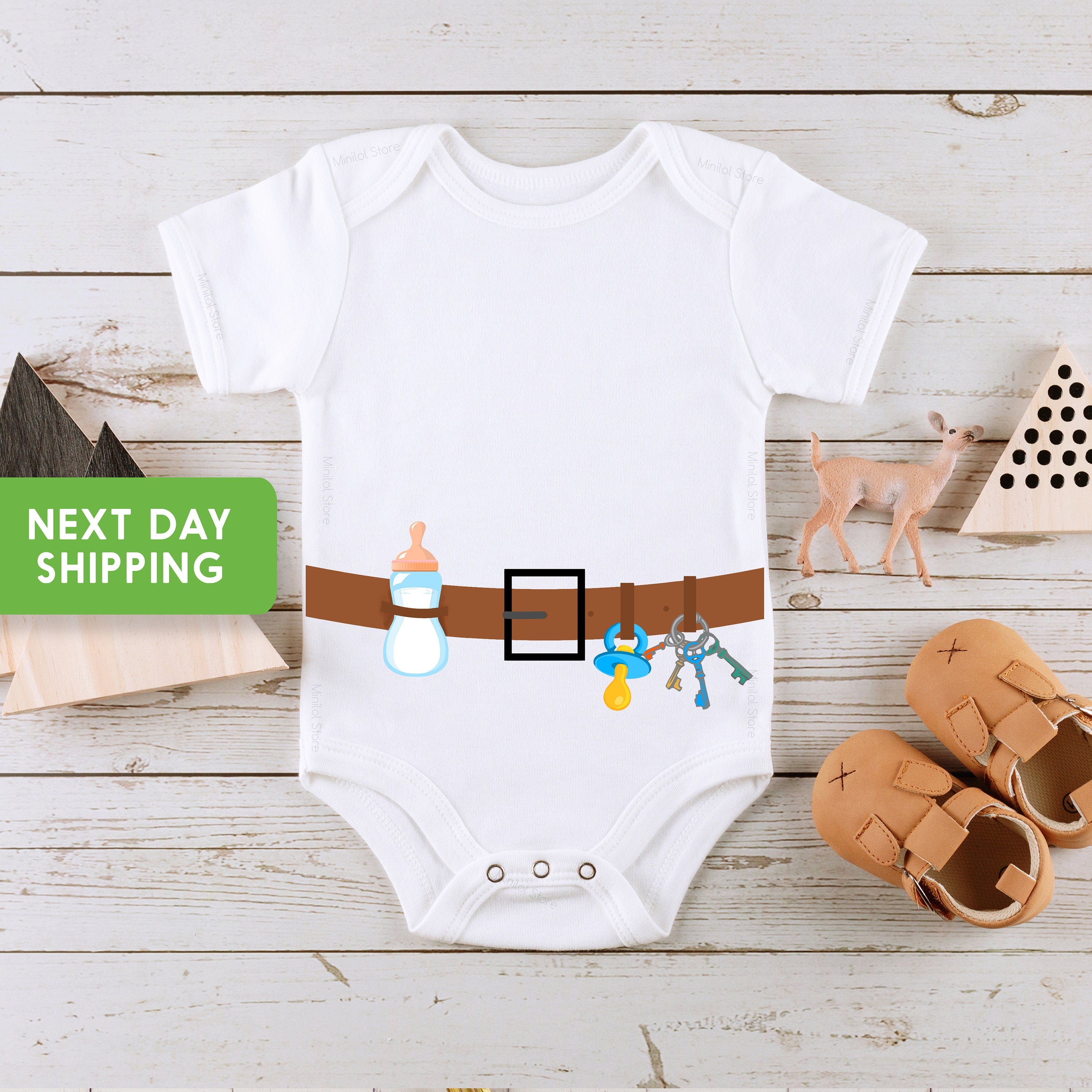 Funny Toy Belt OnesieĀ®, Announcement OnesieĀ®, Cute Baby Bodysuit, Baby Shower Gift