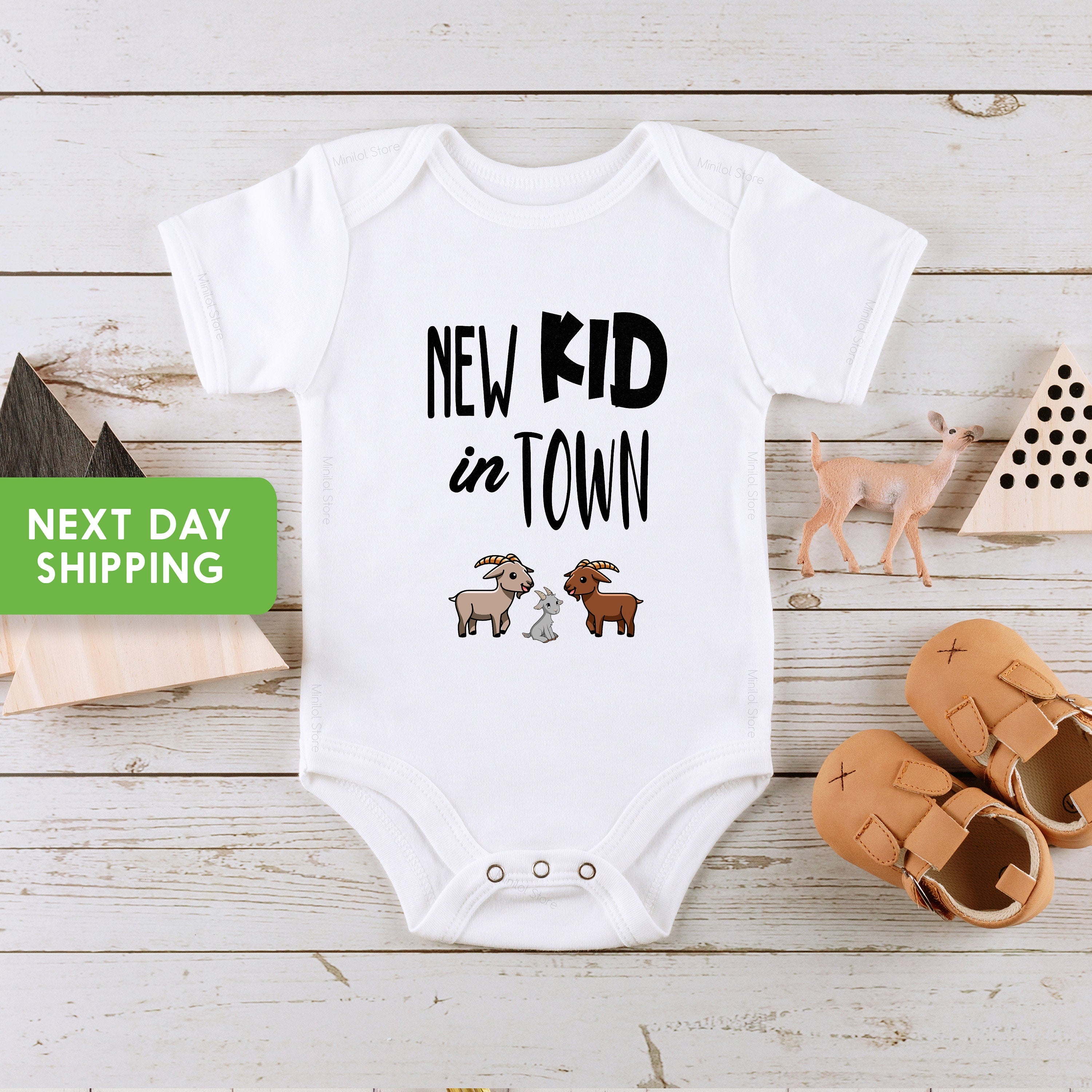 Cute Farmhause Baby OnesieĀ®, Goat OnesieĀ®, Cute Baby Bodysuit, Baby Shower Gift, Baby Announcement Bodysuit