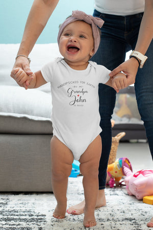 Personalized Handpicked by My Grandpa angel wings design on Baby Short 6-9 Month Onesie