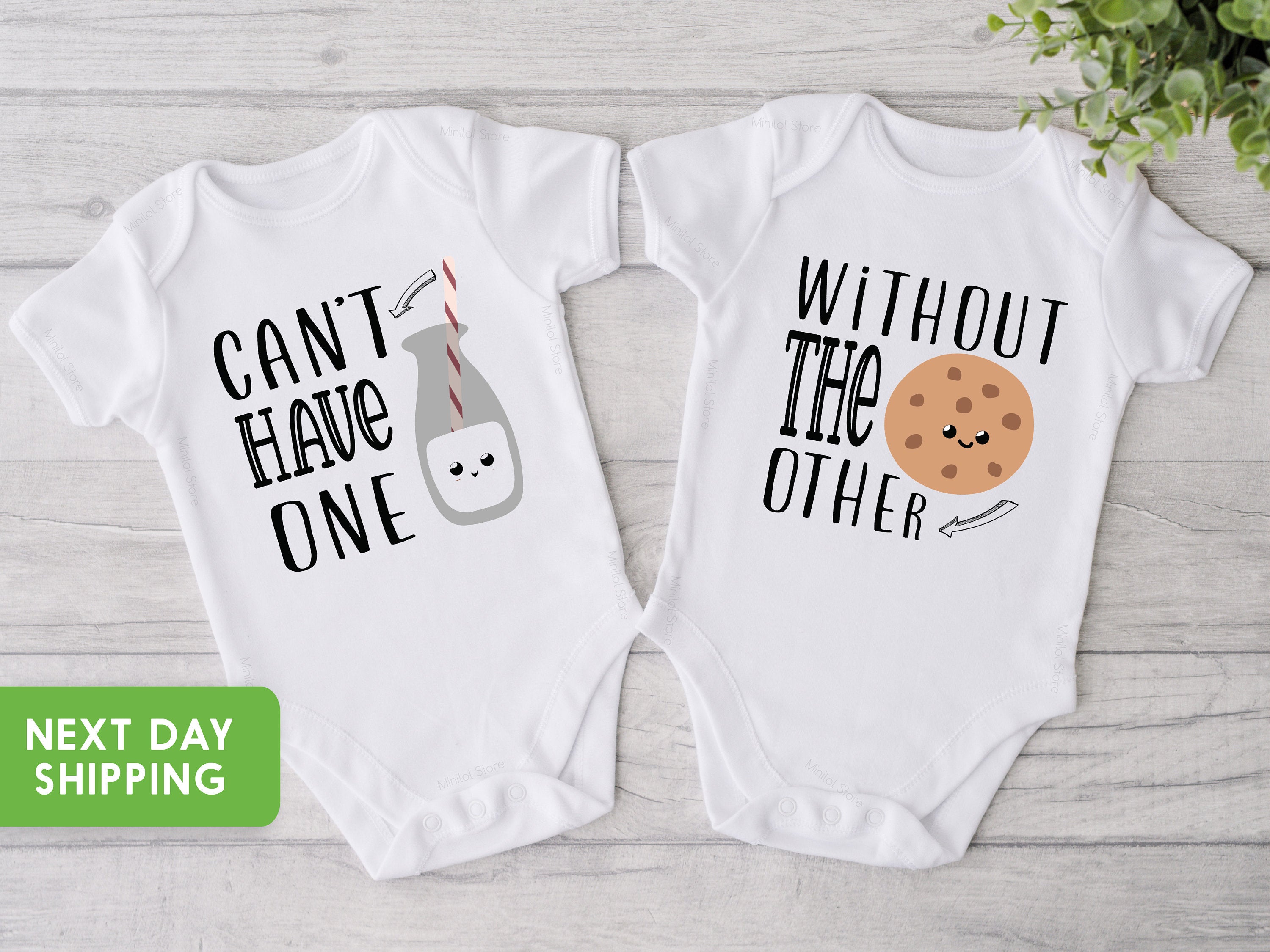 Twin OnesieĀ®, Can't Have One, Without The Other Twin, Funny Milk And Cookie Twin Shirt, Cute Best Friend Twin Baby OnesieĀ®