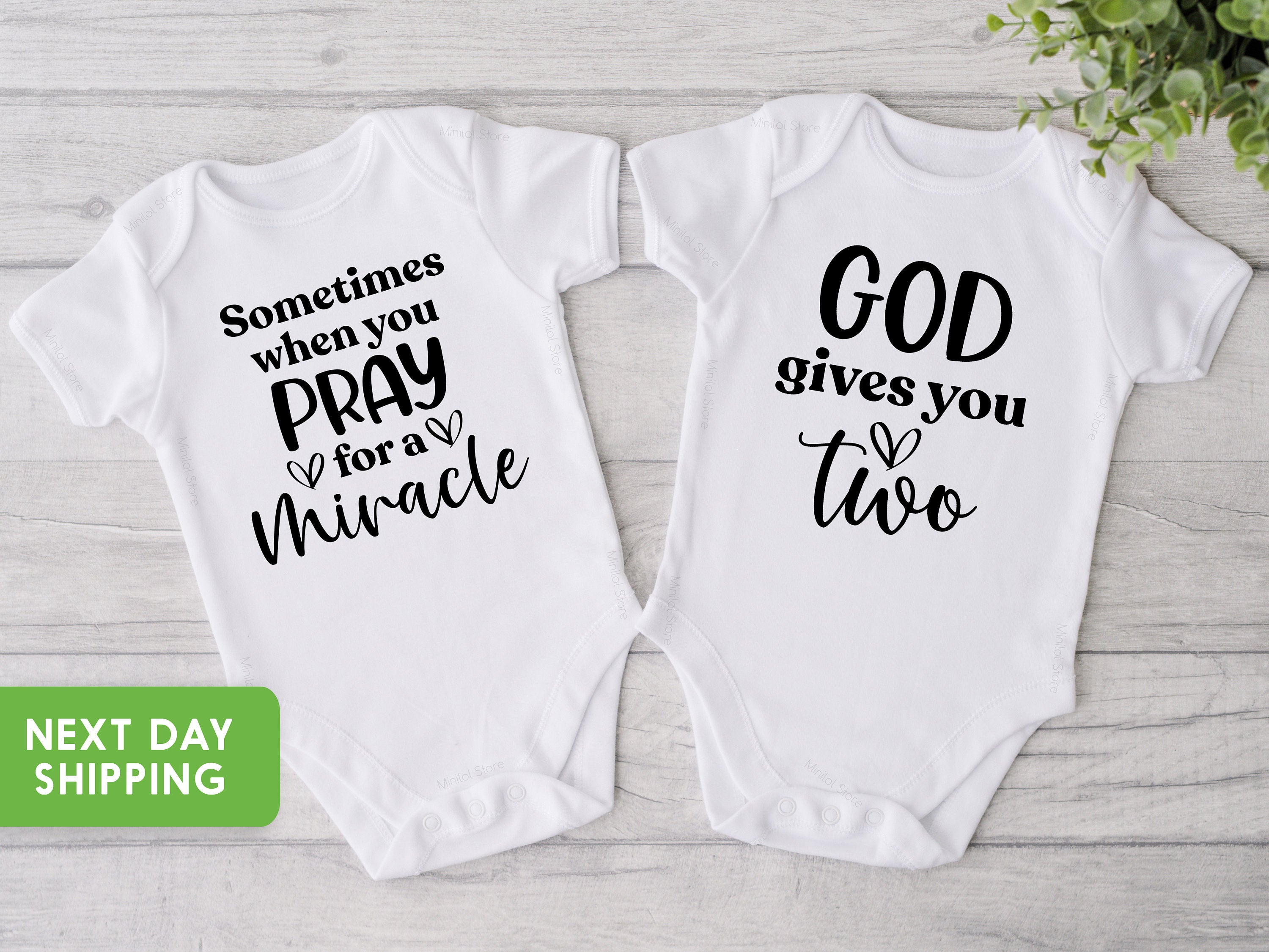 Twin Onesie®, Sometimes When You Pray For A Miracle And God Gives You Two Onesie®, Twin Baby Gift