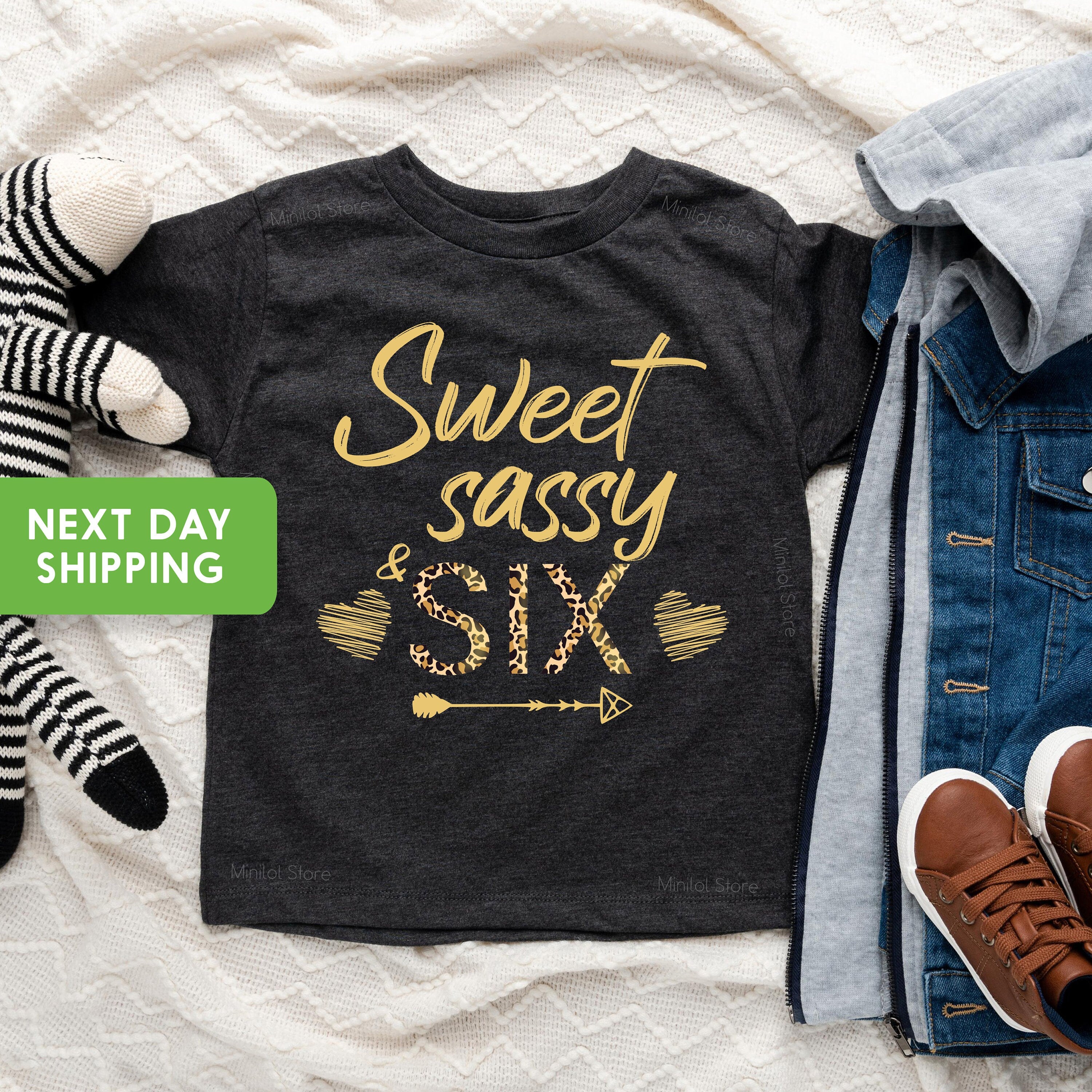 Sweet Sassy And Six Birthday Shirt, 6th Birthday Shirt, Girl Kids Leopard Shirt, Sweet Sassy&Six Animal Print, Sixth Birthday Gift