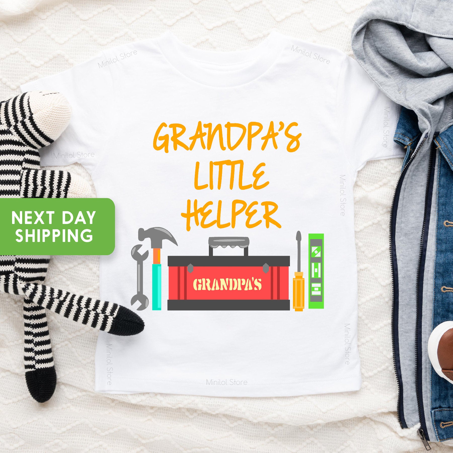 Pregnancy Reveal Onesie®, Grandpa's Little Helper Onesie®, Grandpa Onesie®, Baby Reveal Bodysuit, Gramps Onesie®, Little Helper Bodysuit