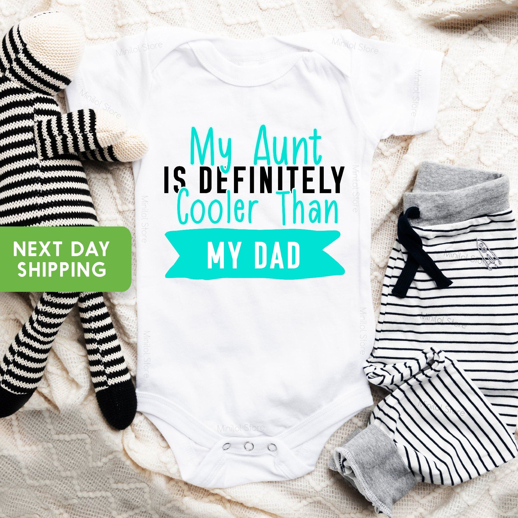 Funny Baby Onesie®, My Aunt is Definitely Cooler Than My Dad Onesie®, Gift From Aunt, Baby Shower Gift, Aunt Toddler Shirt, Aunties Bestie