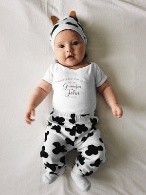 Personalized Handpicked by My Grandpa angel wings design on Baby Short 3-6 Month Onesie