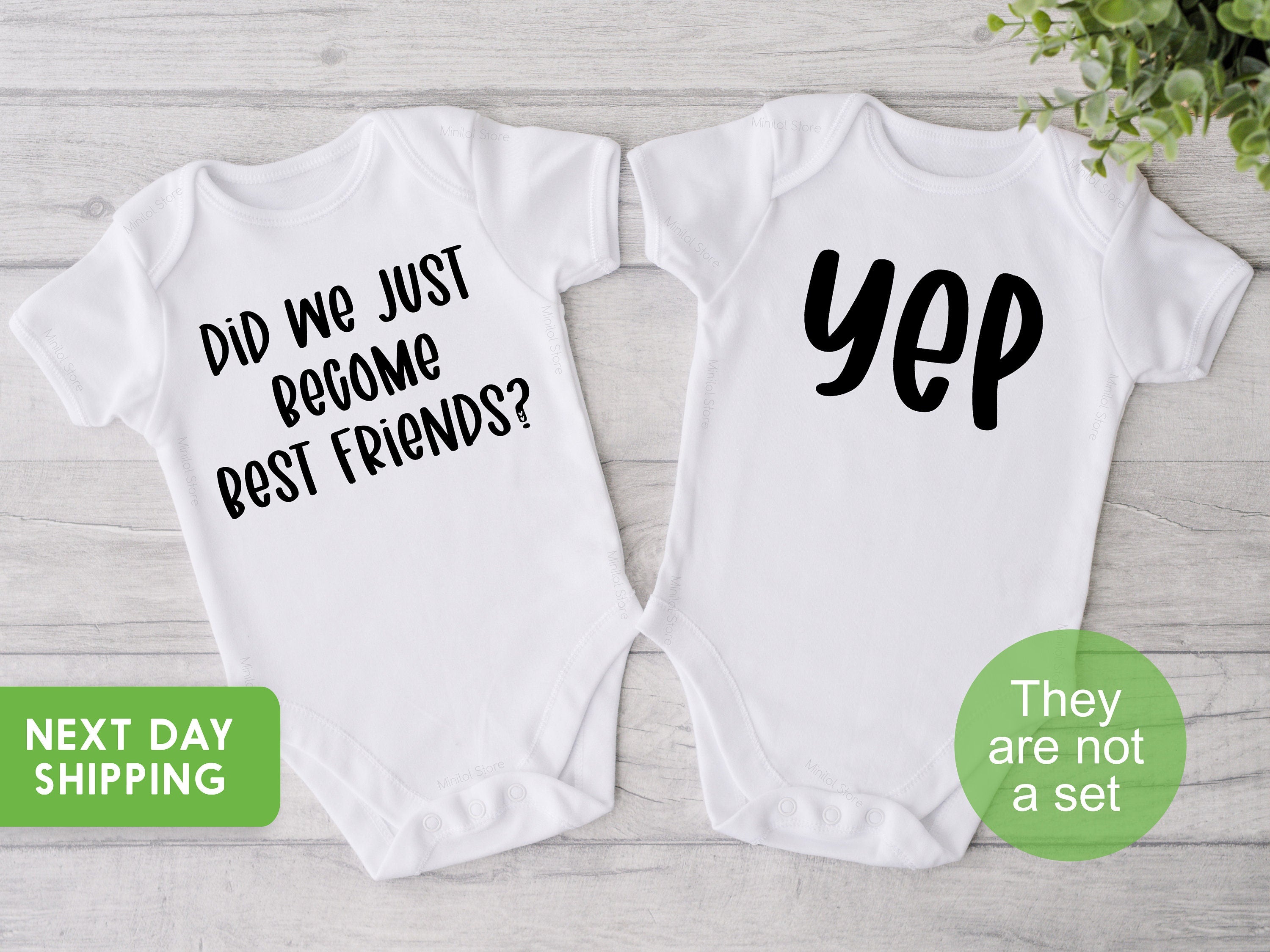 Baby Bodysuit, Did We Just Become Best Friends? Yep! Twin Matching, Best Friend, Brother, Sister, Sibling, Baby Shower Gift, Matching Shirts