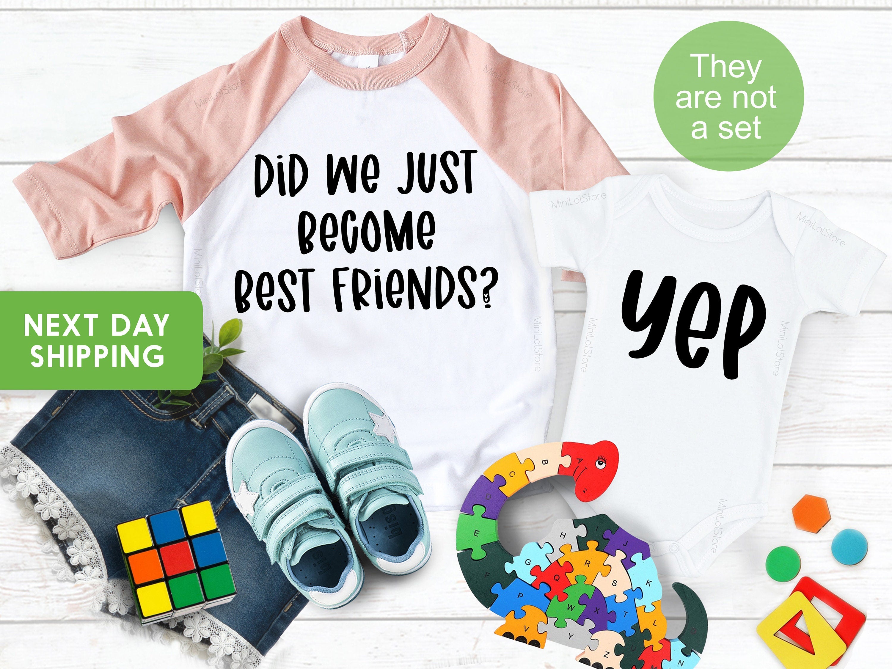 Baby Bodysuit, Did We Just Become Best Friends? Yep! Twin Matching, Best Friend, Brother, Sister, Sibling, Baby Shower Gift, Matching Shirts