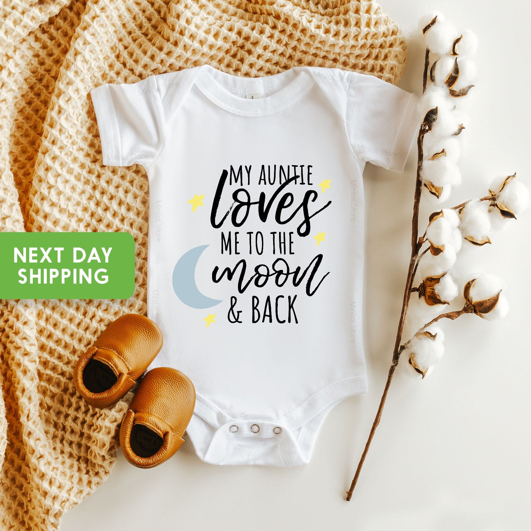 My Auntie Loves Me To The Moon And Back OnesieĀ®,Auntie Loves Kids Shirt, Cute Auntie Baby Bodysuit,Aunties Bestie Toddler Shirt