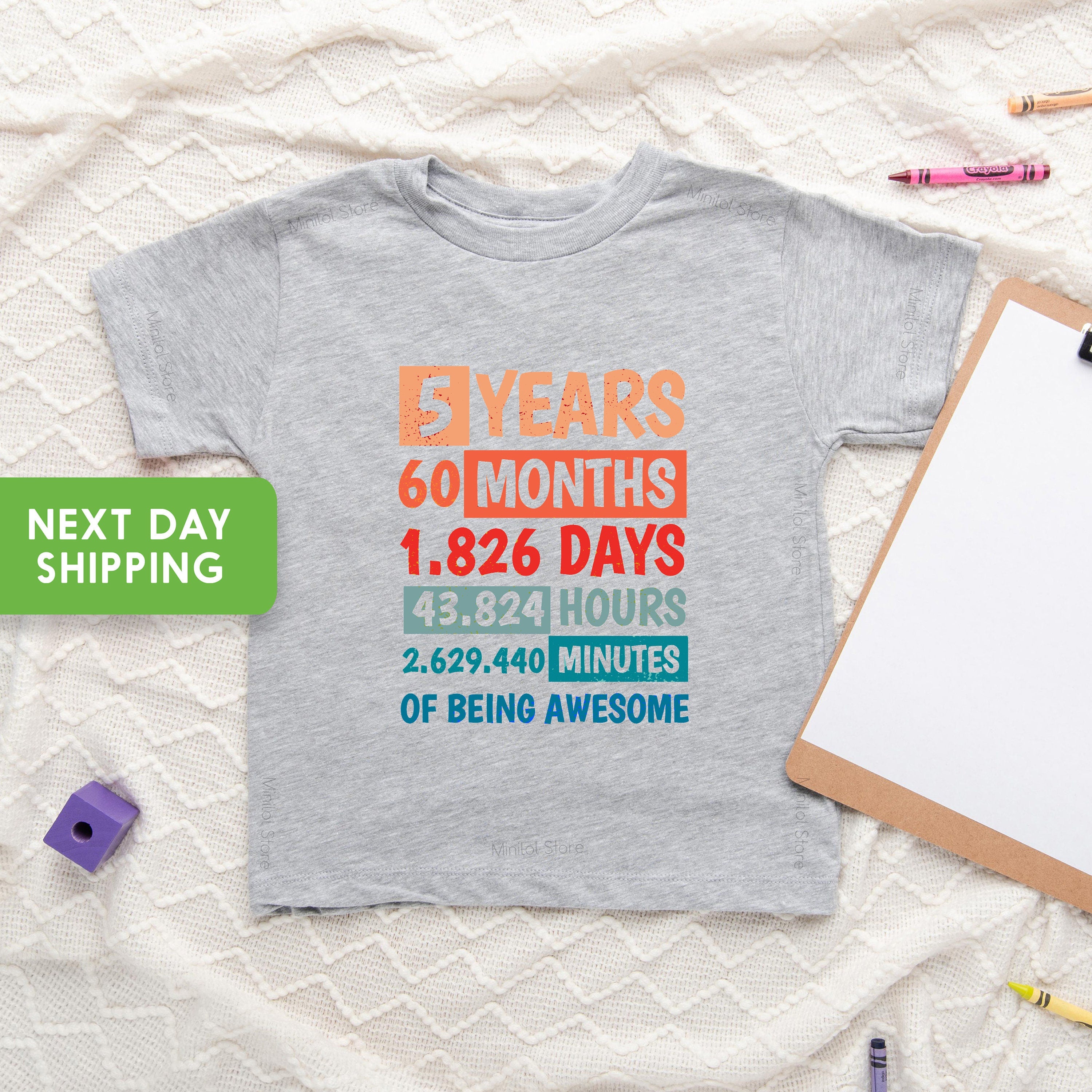5th Birthday Shirt, 5 Years Of Being Awesome, Boys Birthday Shirt 5, For 5 Year Old Boy