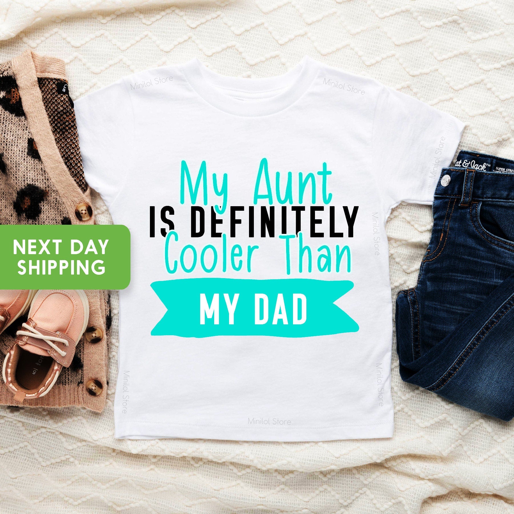 Funny Baby Onesie®, My Aunt is Definitely Cooler Than My Dad Onesie®, Gift From Aunt, Baby Shower Gift, Aunt Toddler Shirt, Aunties Bestie