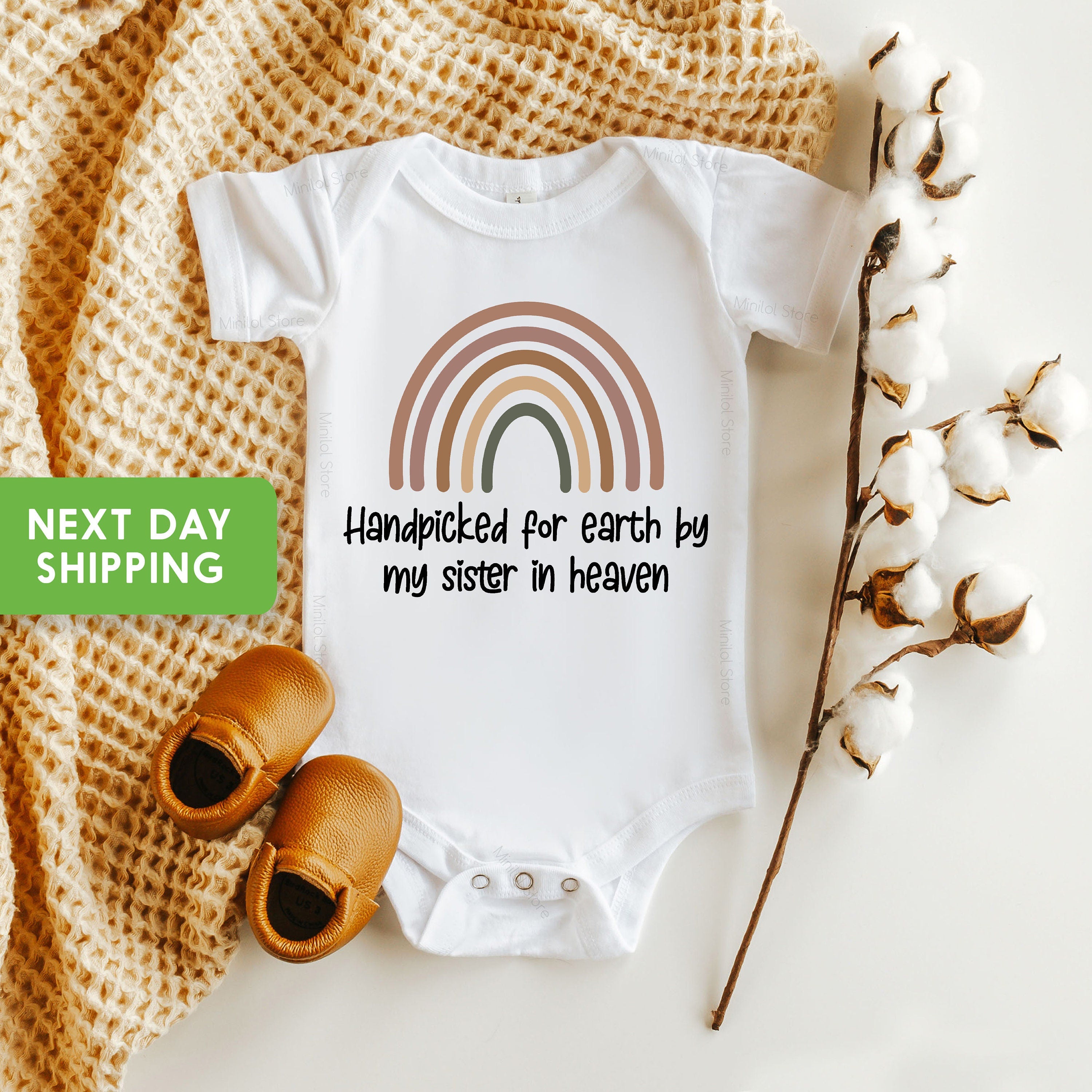 Handpicked For Earth By My Sister In Heaven Onesie®, Baby Announcement Onesie®, Pregnancy Reveal