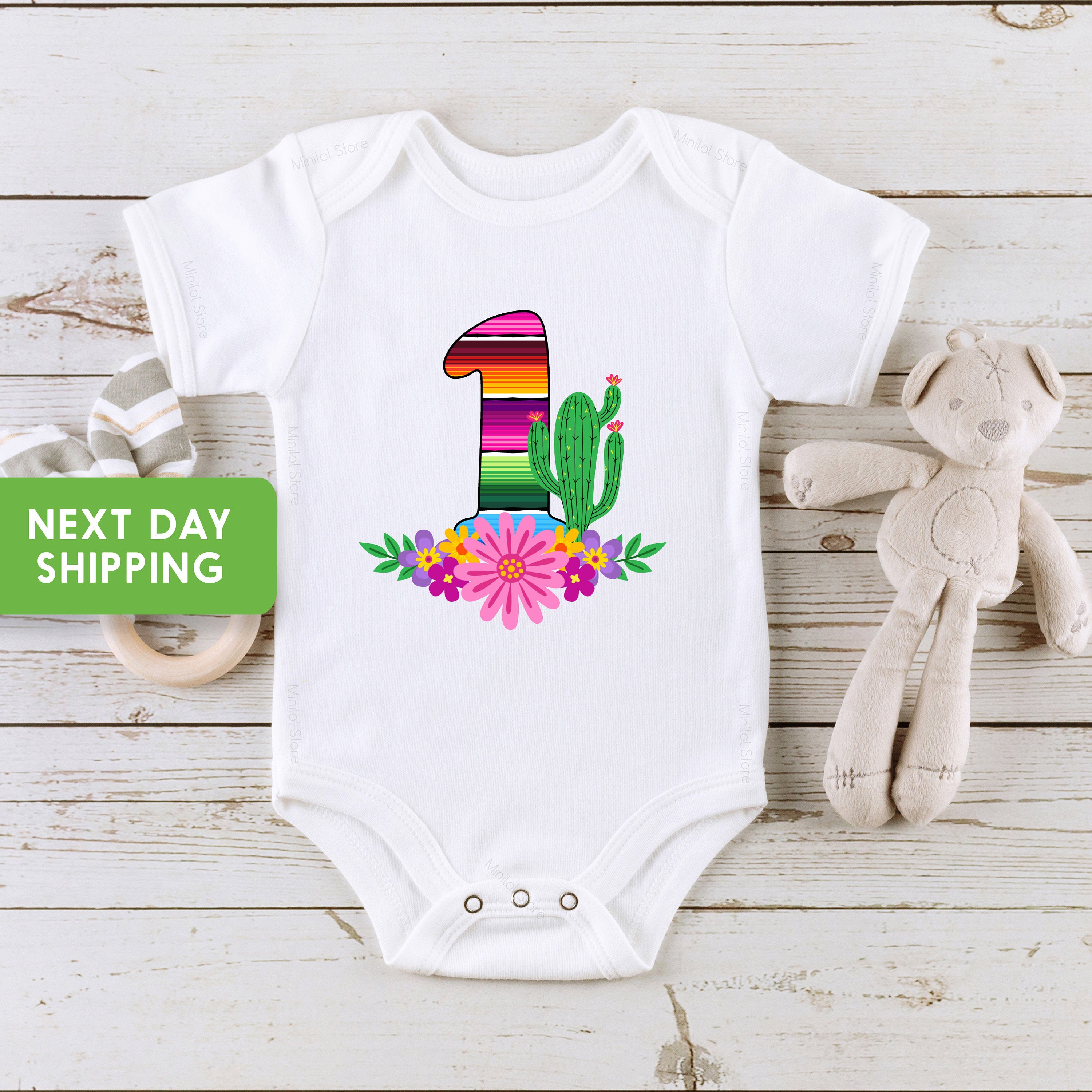 Fiesta 1st Birthday Onesie®, Fiesta First Birthday Onesie®, Girl Fiesta Birthday One Birthday Onesie®, Serape Theme Bodysuit